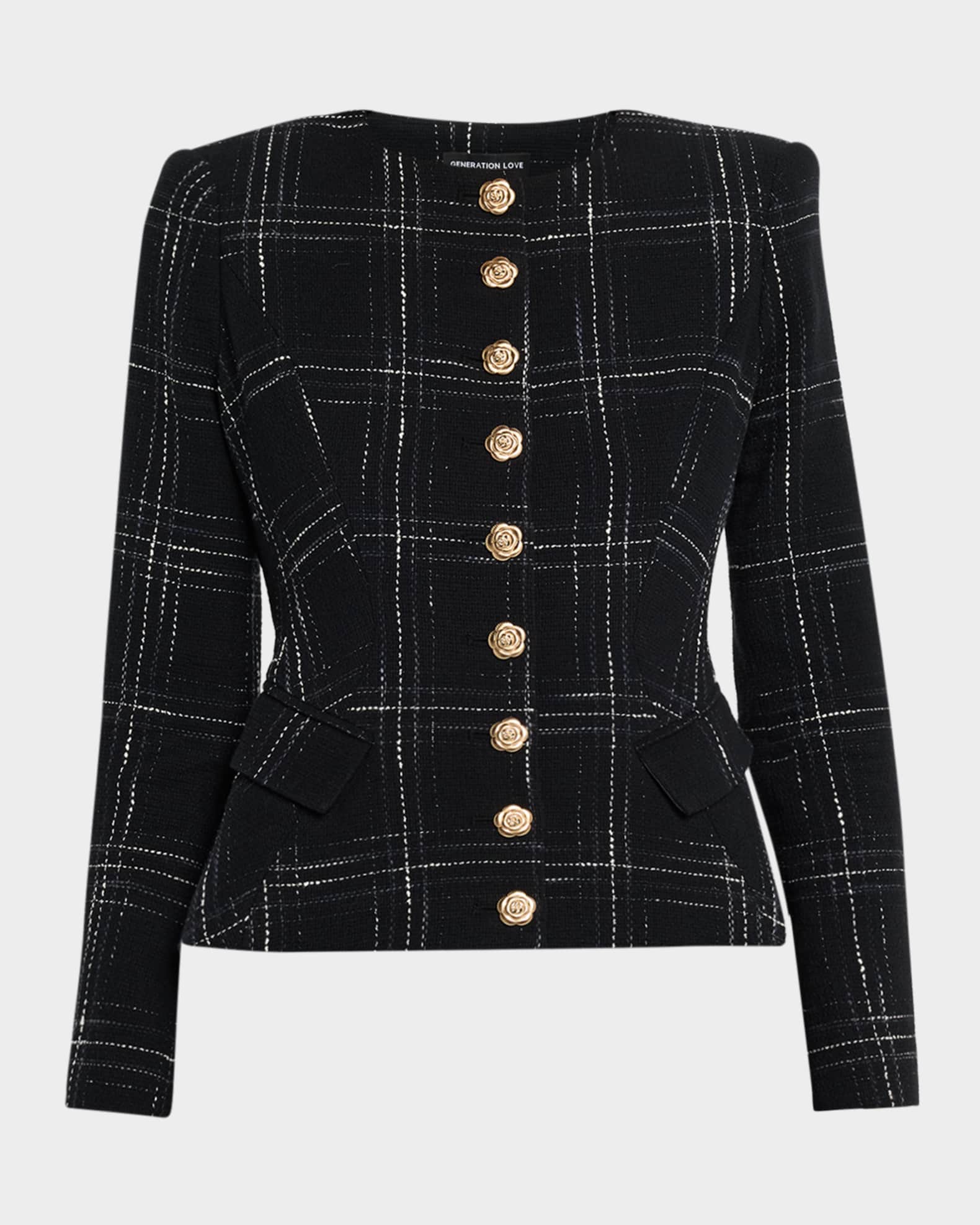 Generation Love Ophelia Tweed Windowpane Jacket | Neiman Marcus