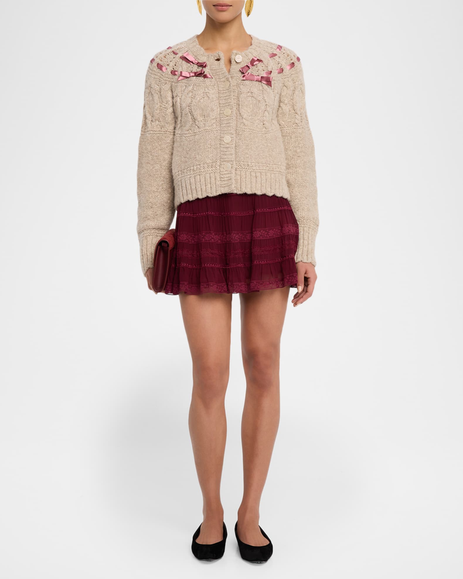 LoveShackFancy Clementian Alpaca-Blend Ribbon Cardigan | Neiman Marcus
