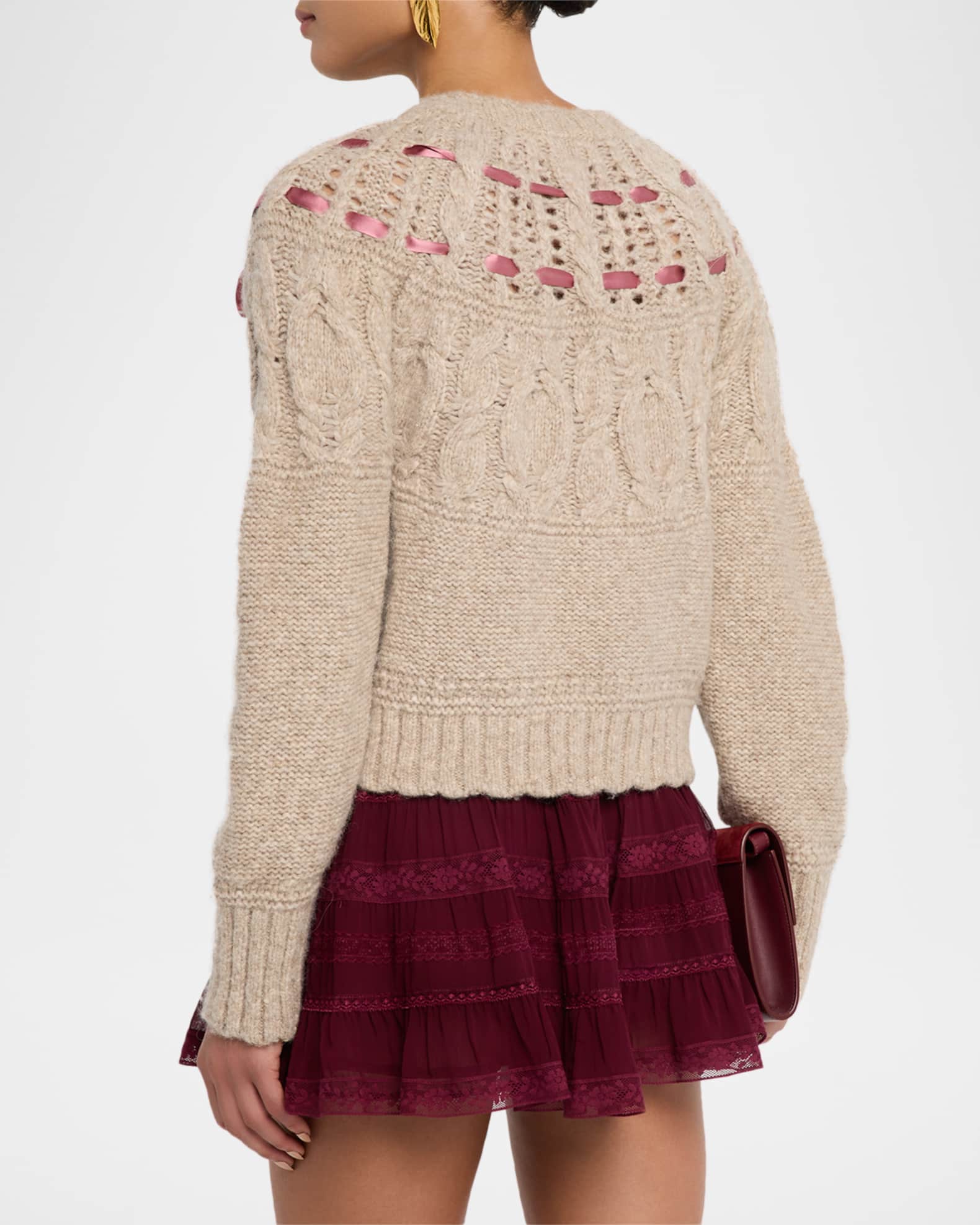 LoveShackFancy Clementian Alpaca-Blend Ribbon Cardigan | Neiman Marcus