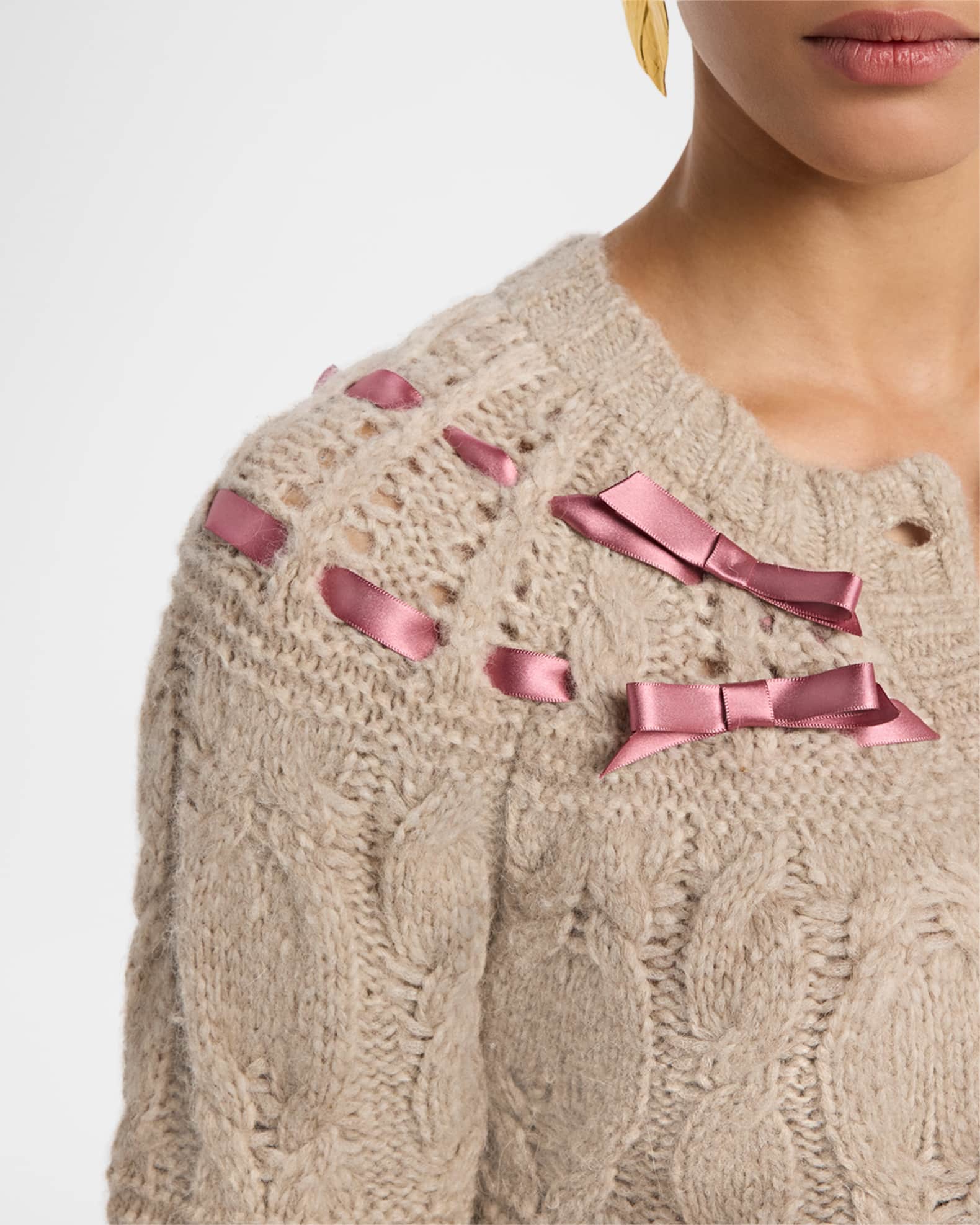 LoveShackFancy Clementian Alpaca-Blend Ribbon Cardigan | Neiman Marcus