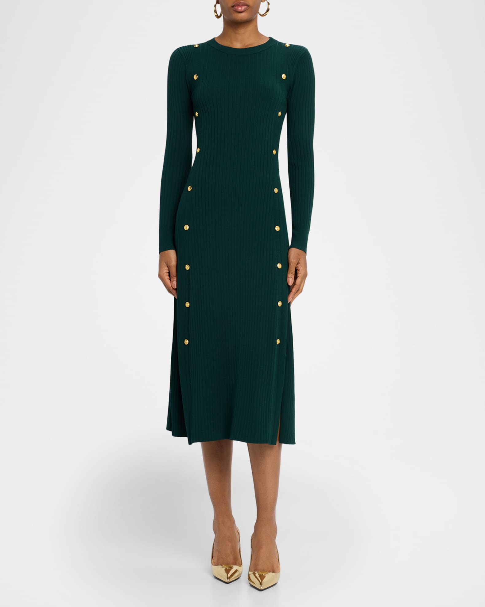 Elie Tahari The Tamara Ribbed Midi Sweater Dress | Neiman Marcus