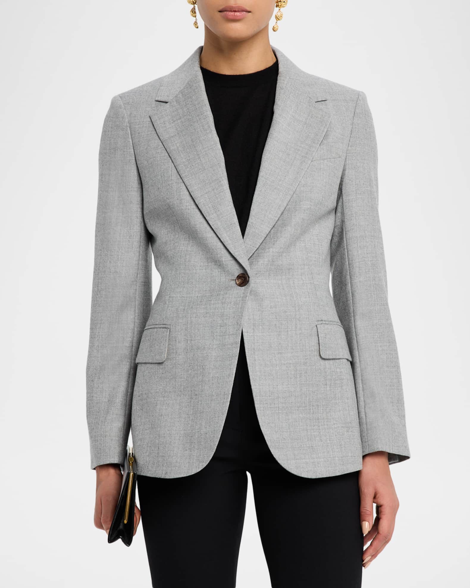 【未使用】Theory LIGHT SAXONY STAPLE BLAZER Theory Staple Blazer | Neutrals | FARFETCH