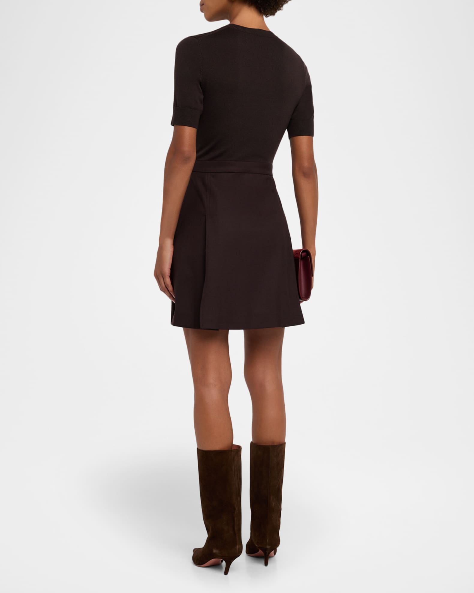 Theory Short-Sleeve Combo Mini Dress | Neiman Marcus