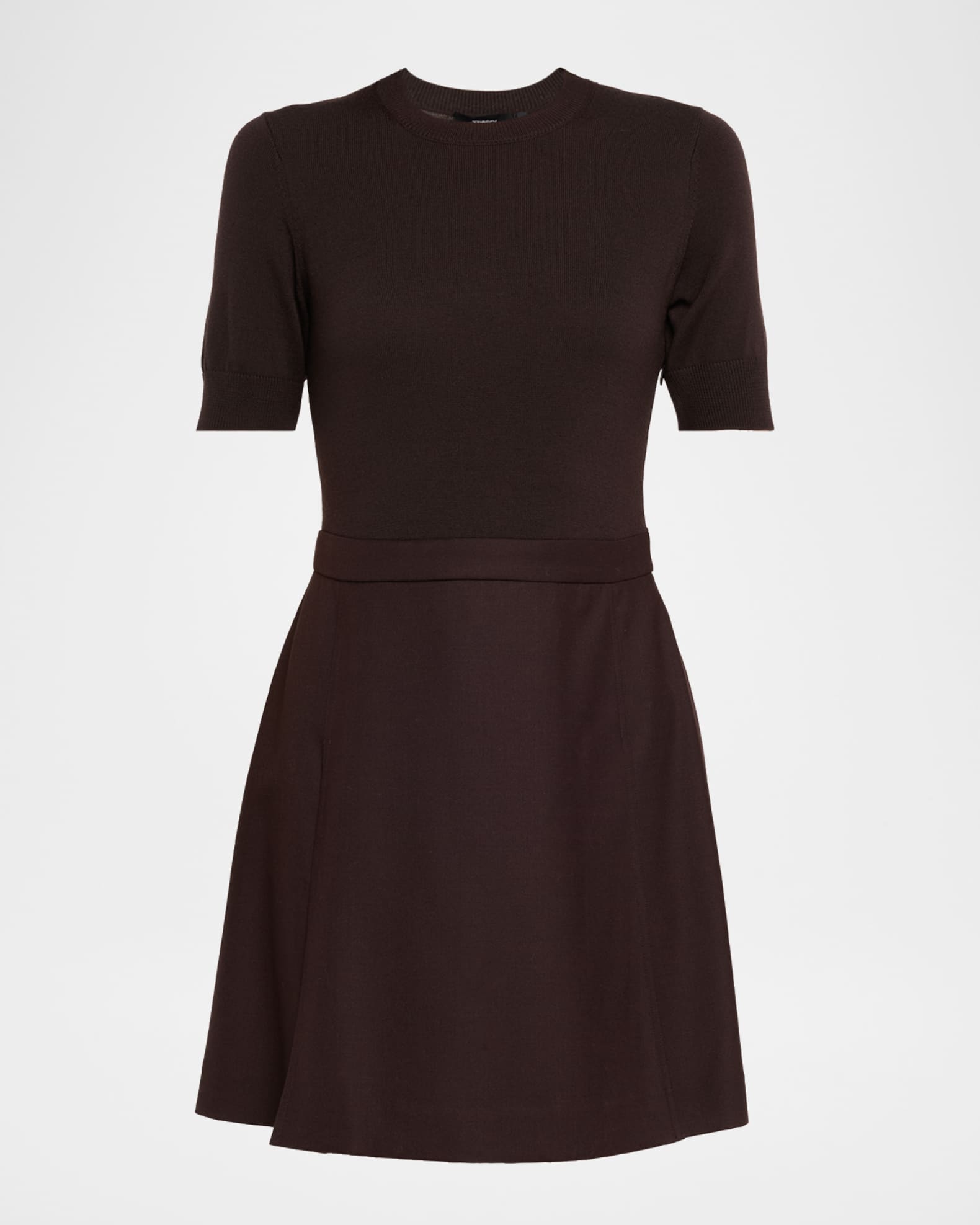 Theory Short-Sleeve Combo Mini Dress Neiman Marcus
