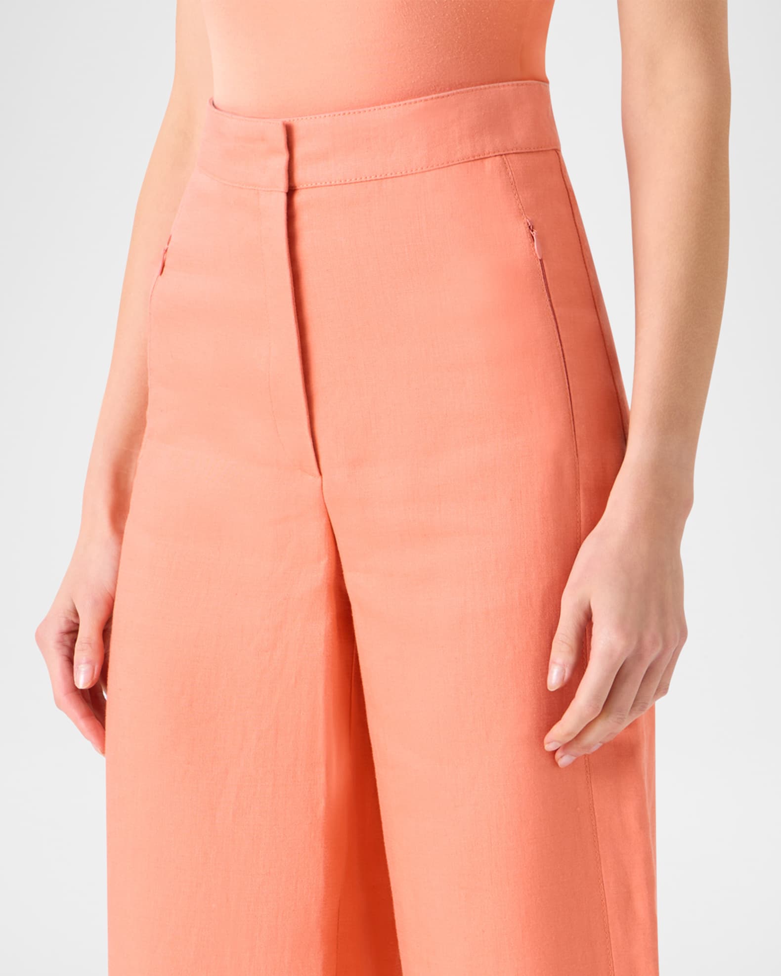 Akris punto Filip Cropped Wide-Leg Linen Pants | Neiman Marcus