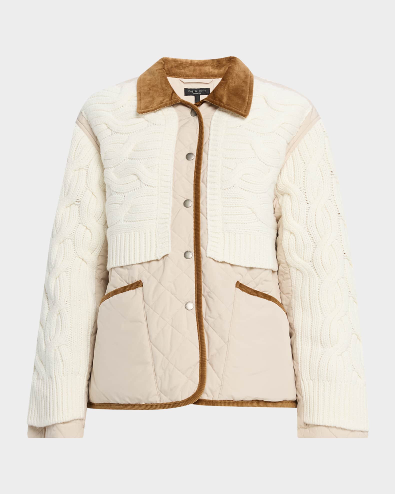 glamb Knit Riders Jacket BONE 骨 M Rag & Bone Ivy Mixed-Media Jacket | Neiman Marcus