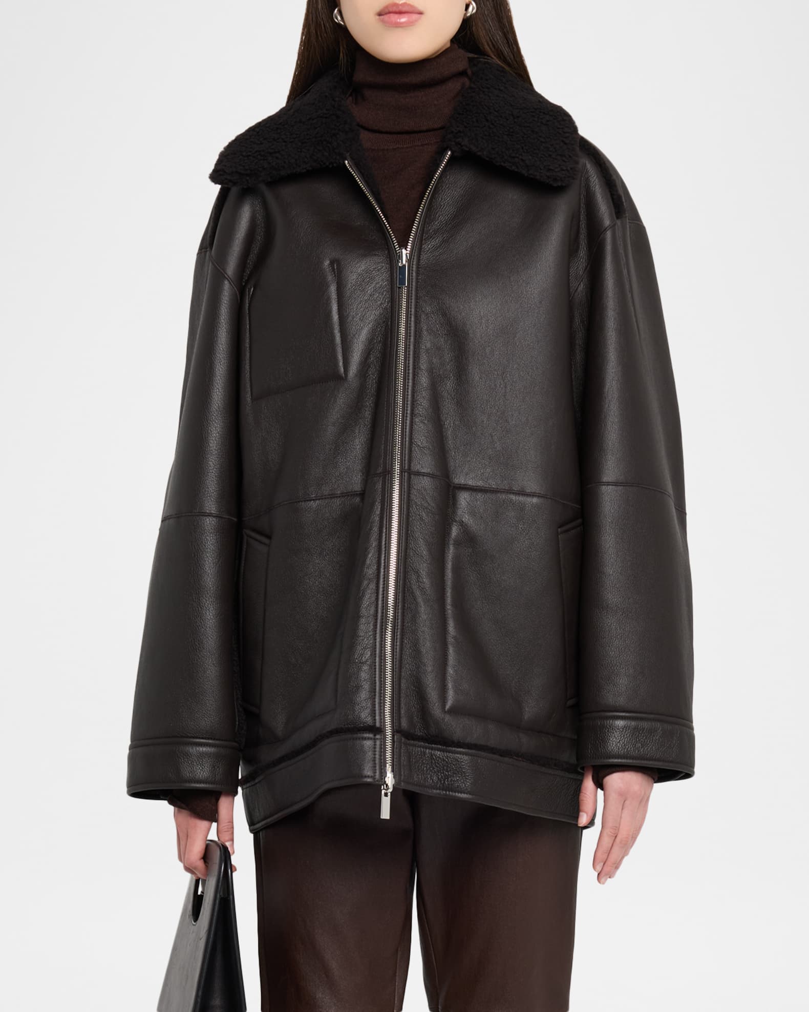 Theory Reversible Shearling Cocoon Coat | Neiman Marcus