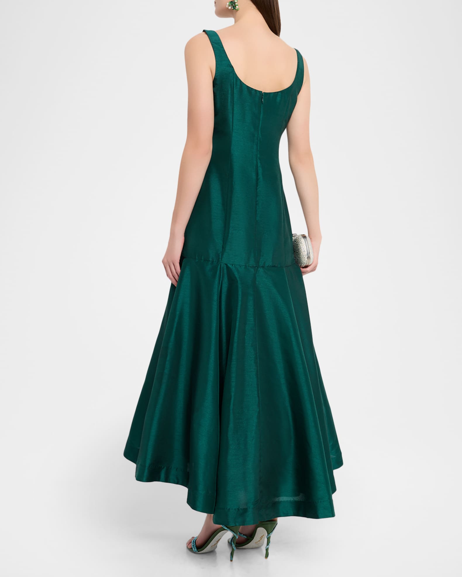 Hutch Alaia High-Low Shantung Maxi Dress | Neiman Marcus