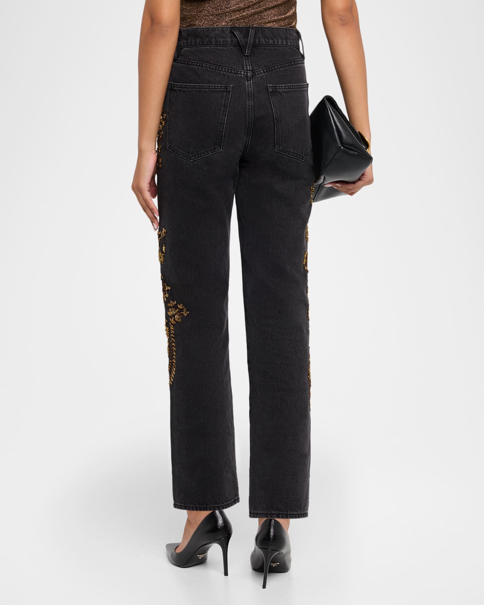 Veronica Beard Daniela Embellished Straight-Leg Jeans | Neiman Marcus