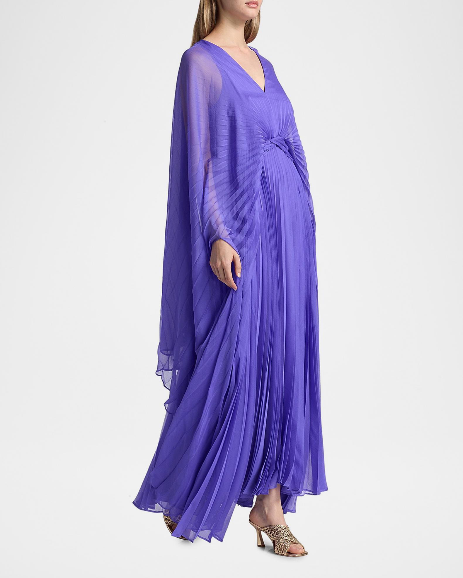 acler larimer long-sleeve v-neck pleated maxi dress Acler Larimer Long-Sleeve V-Neck Pleated Maxi Dress