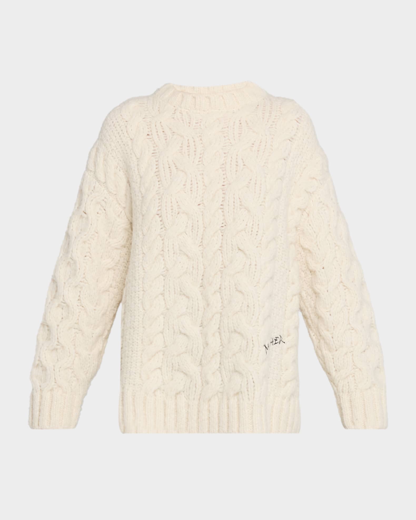 MOTHER The Biggie Cable-Knit Sweater | Neiman Marcus