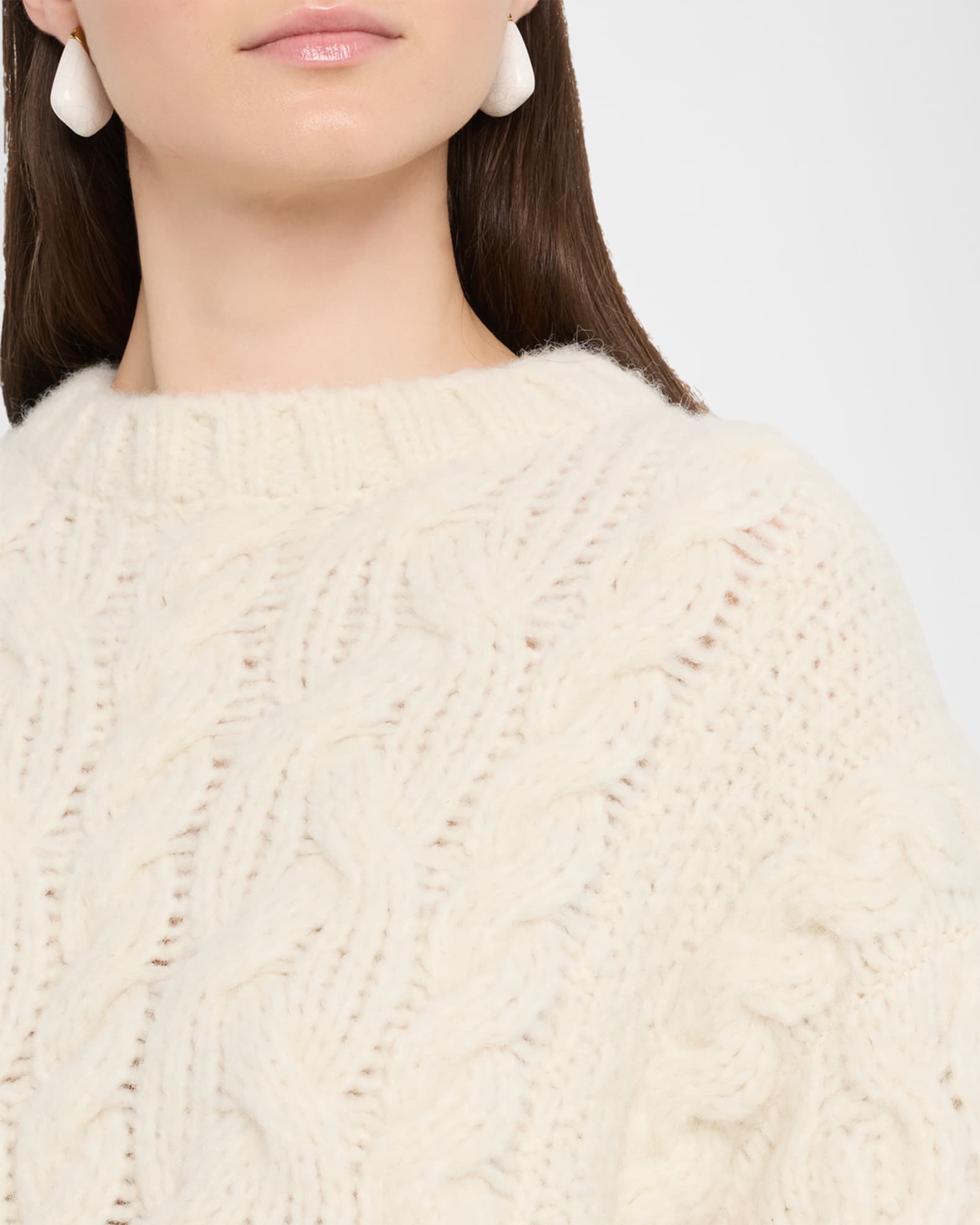 MOTHER The Biggie Cable-Knit Sweater | Neiman Marcus