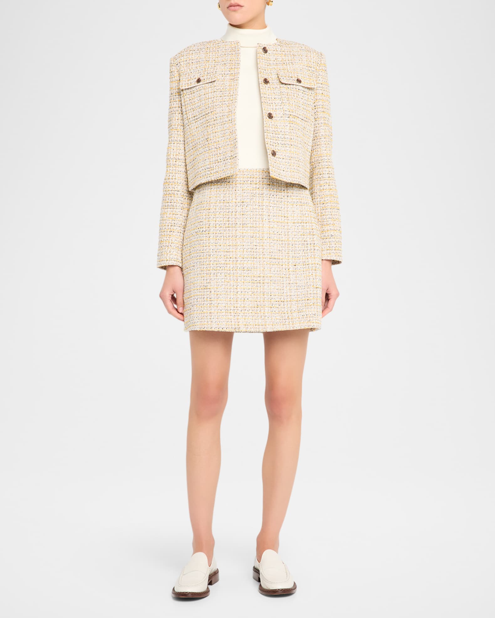 Theory Cropped Tweed Jacket | Neiman Marcus