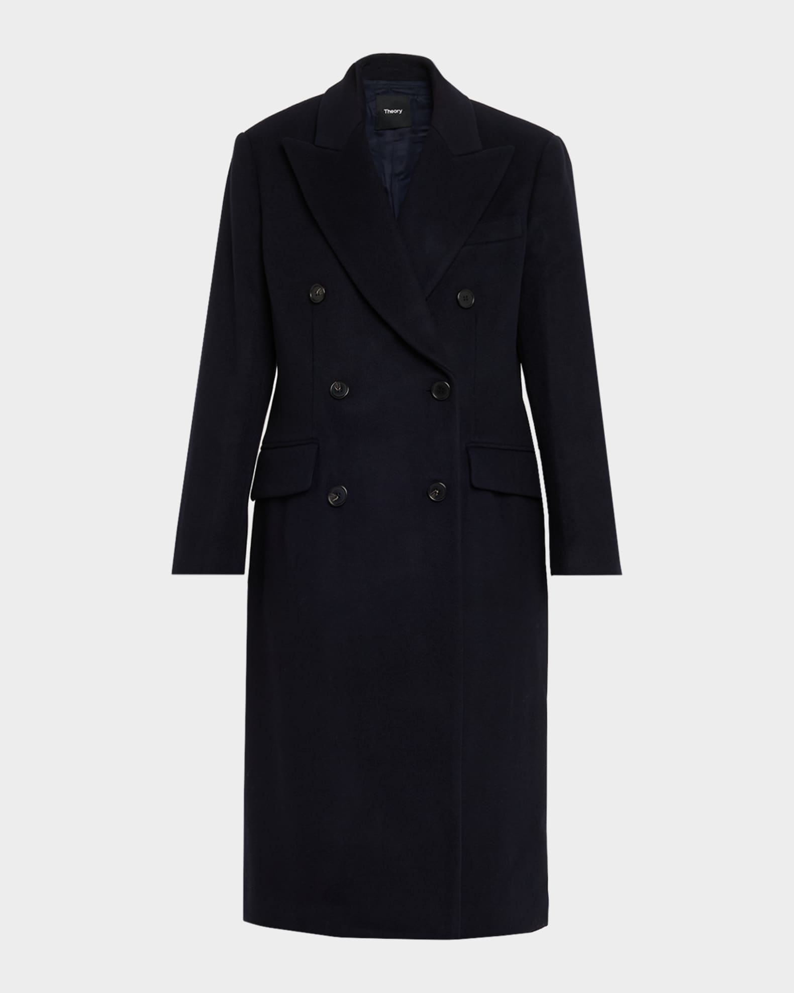 【tyページ】未使用級　WOOL DOUBLE BREASTED COAT Theory Double-Breasted Wool-Blend Coat | Neiman Marcus
