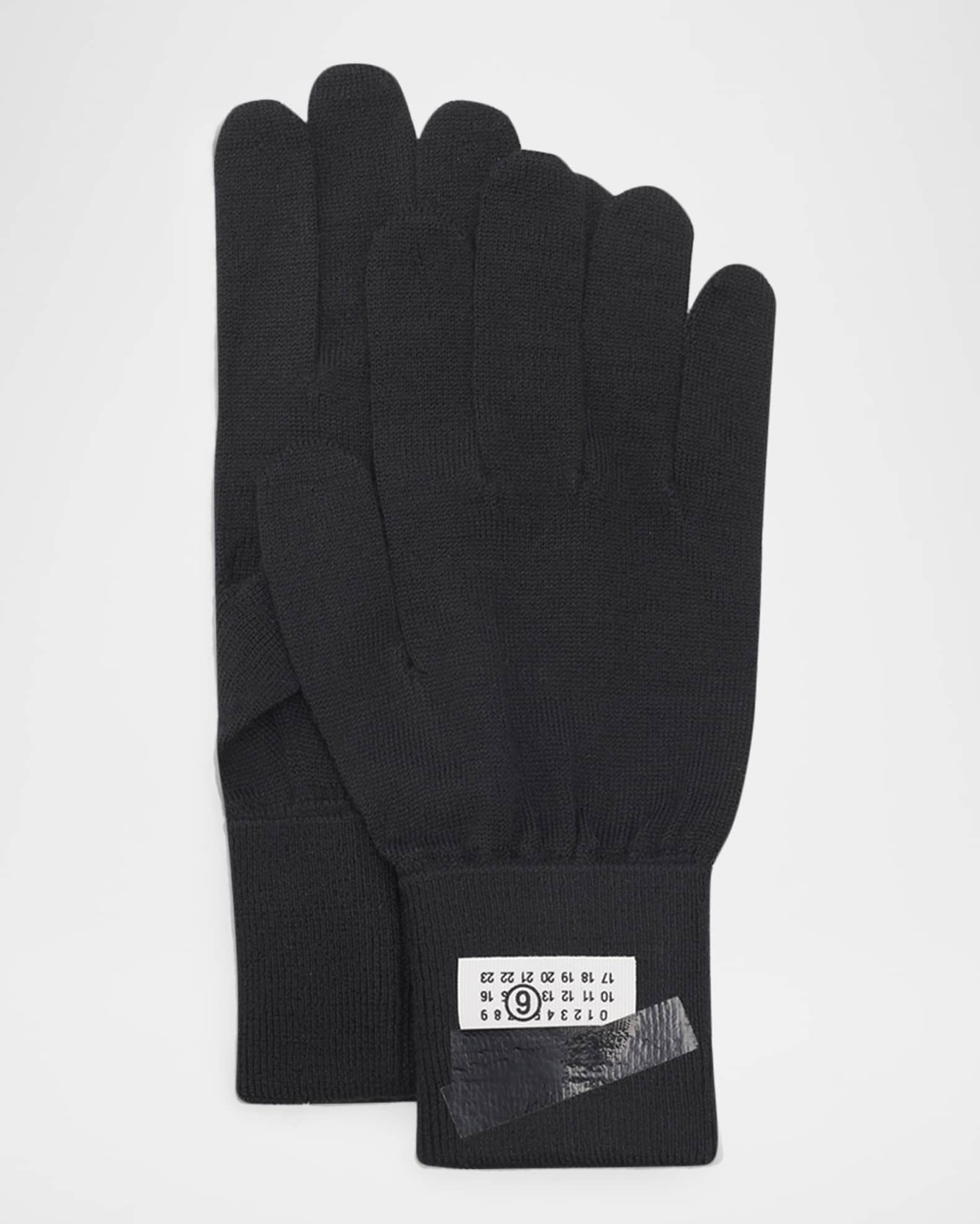 Maison Margiela Men's Numbers Trompe L'oeil Tape Wool Knit Gloves