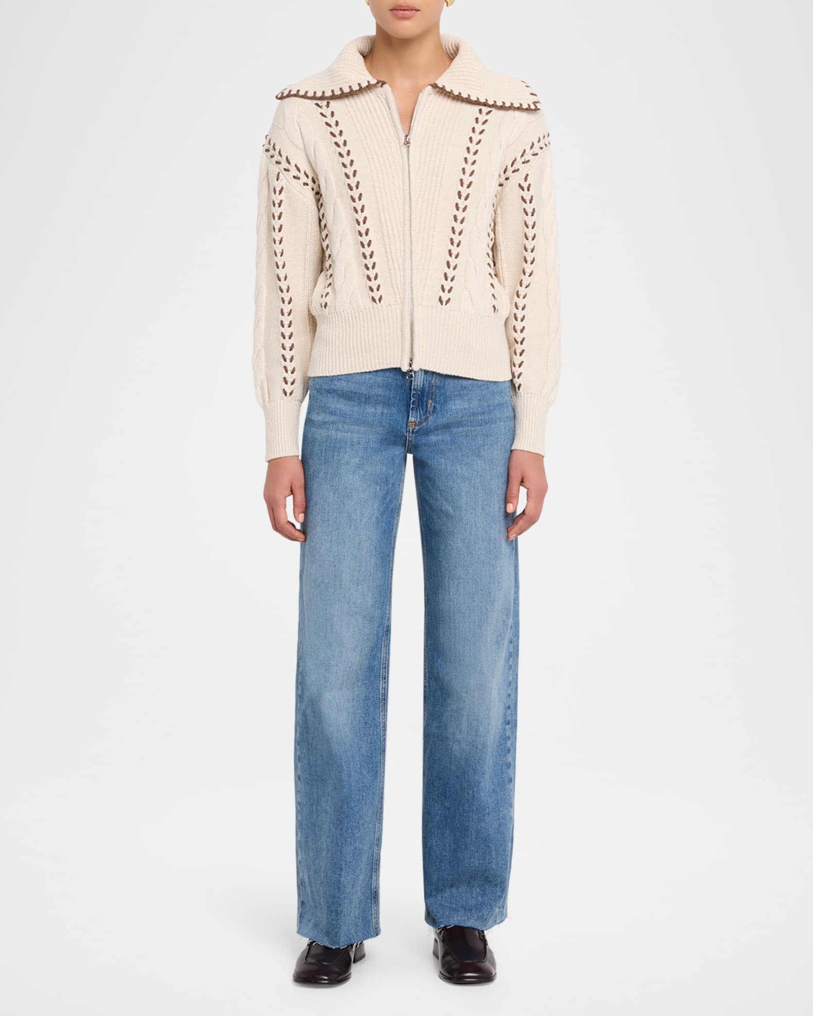 Rails Lune Whipstitch Zip Cardigan | Neiman Marcus