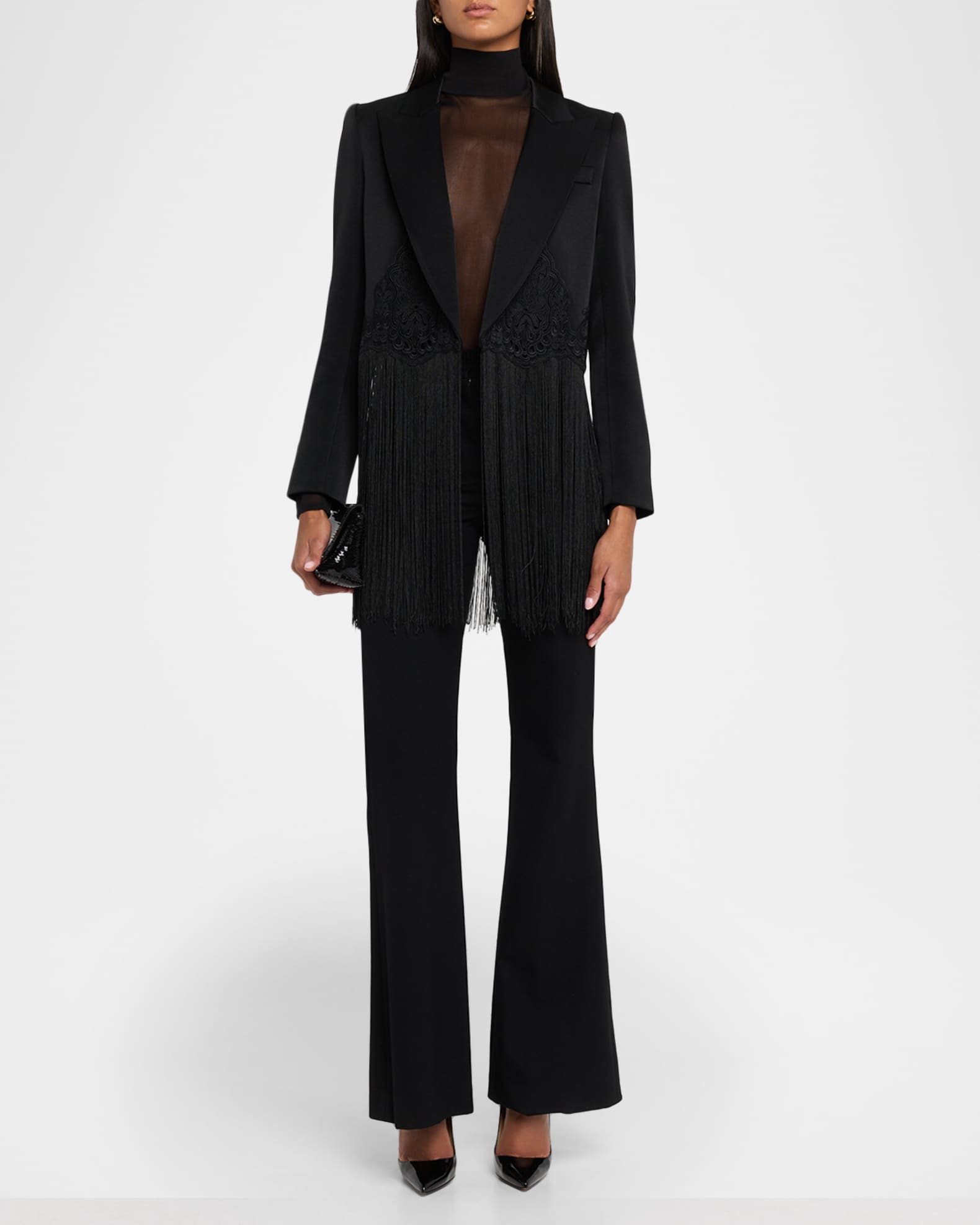 Wool Fringe Trim Blazer main image 0