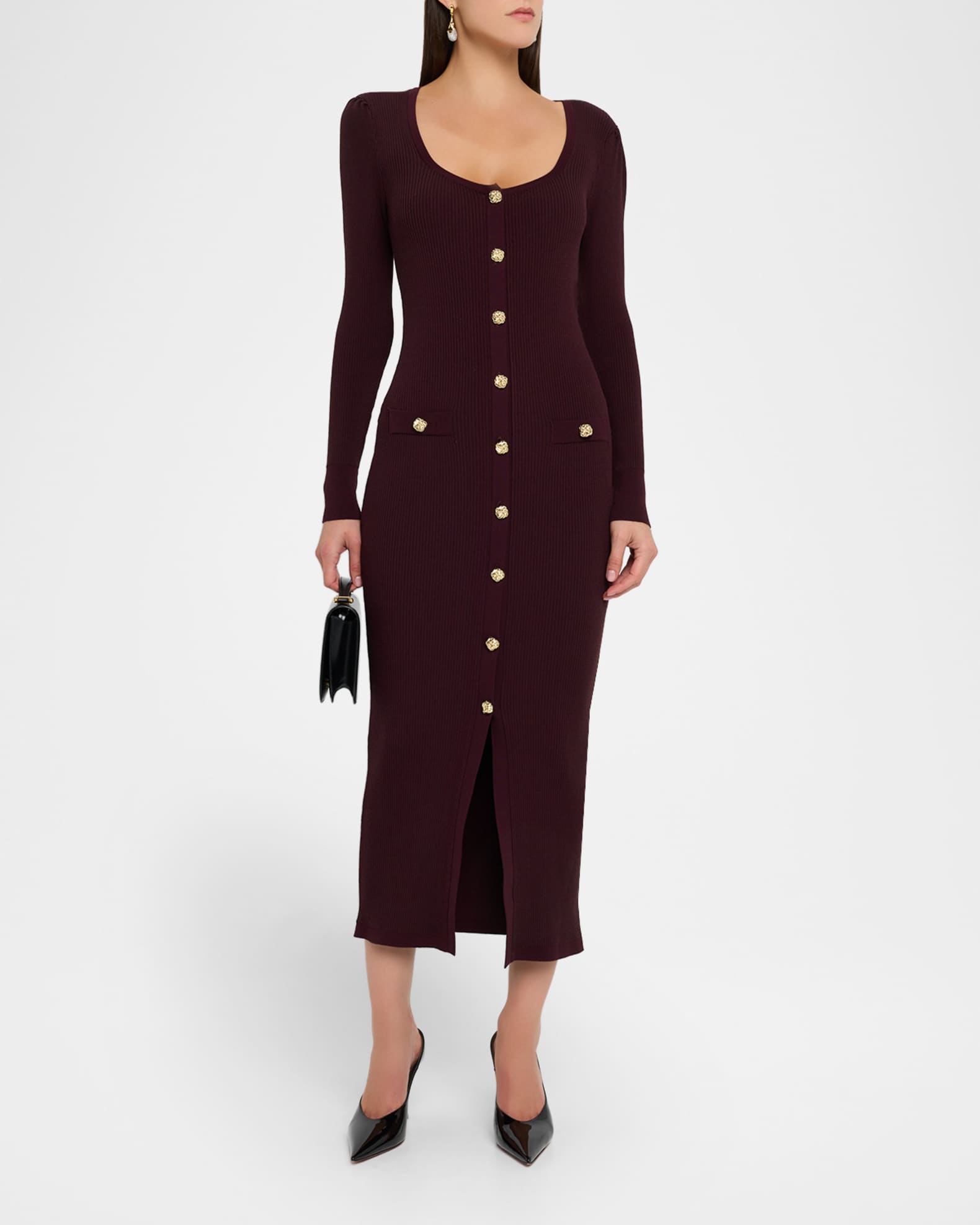 Generation Love Women's Andolina Rib-Knit Midi-Dress - Malbec - Size Medium