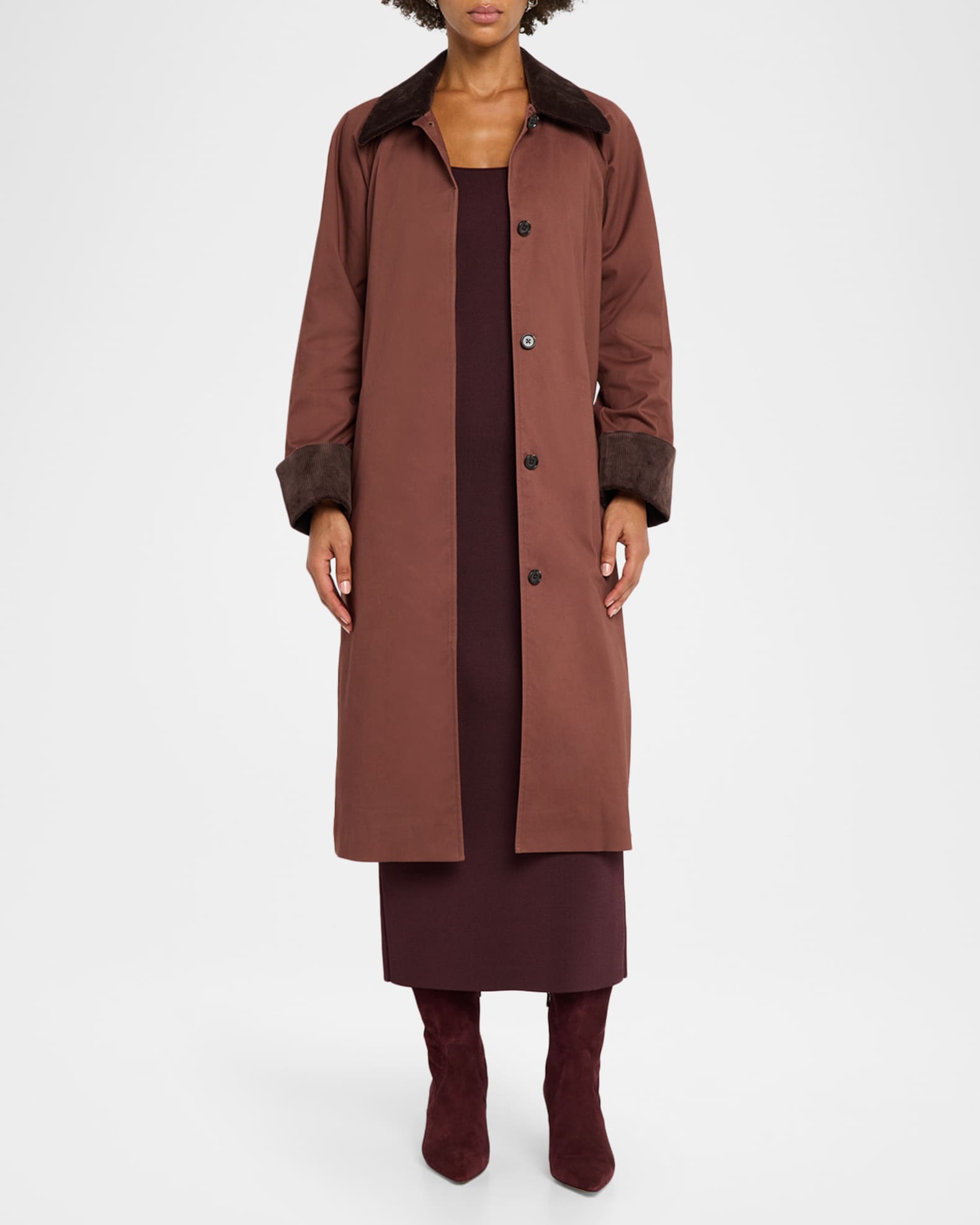 Rails Levy Corduroy-Trimmed Trench Coat | Neiman Marcus