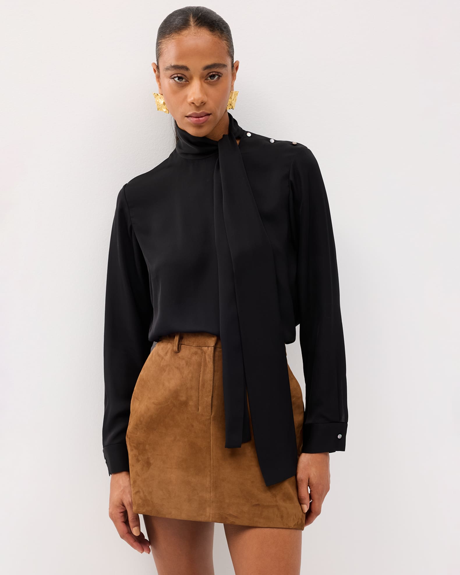 美品 theory PRIME GGT TIE BLOUSE セオリー Theory ブラウス PRIME GGT TIE BLOUSE （ブラック