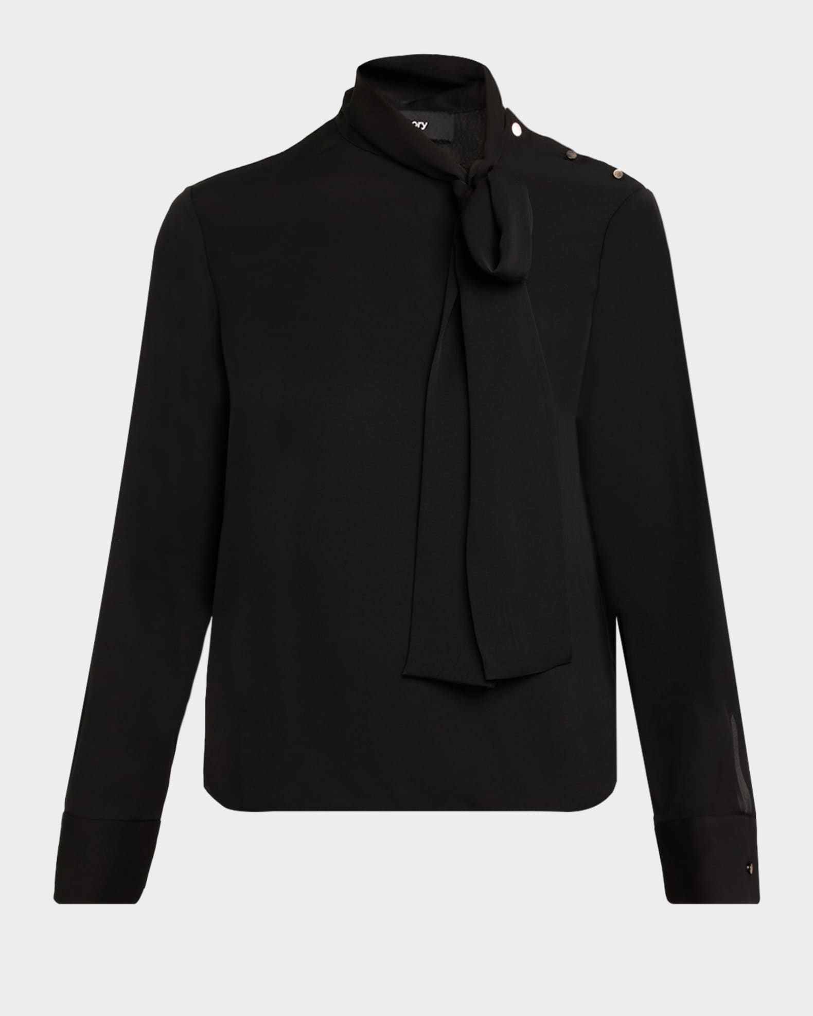 Theory Long-Sleeve Silk Tie-Neck Blouse | Neiman Marcus