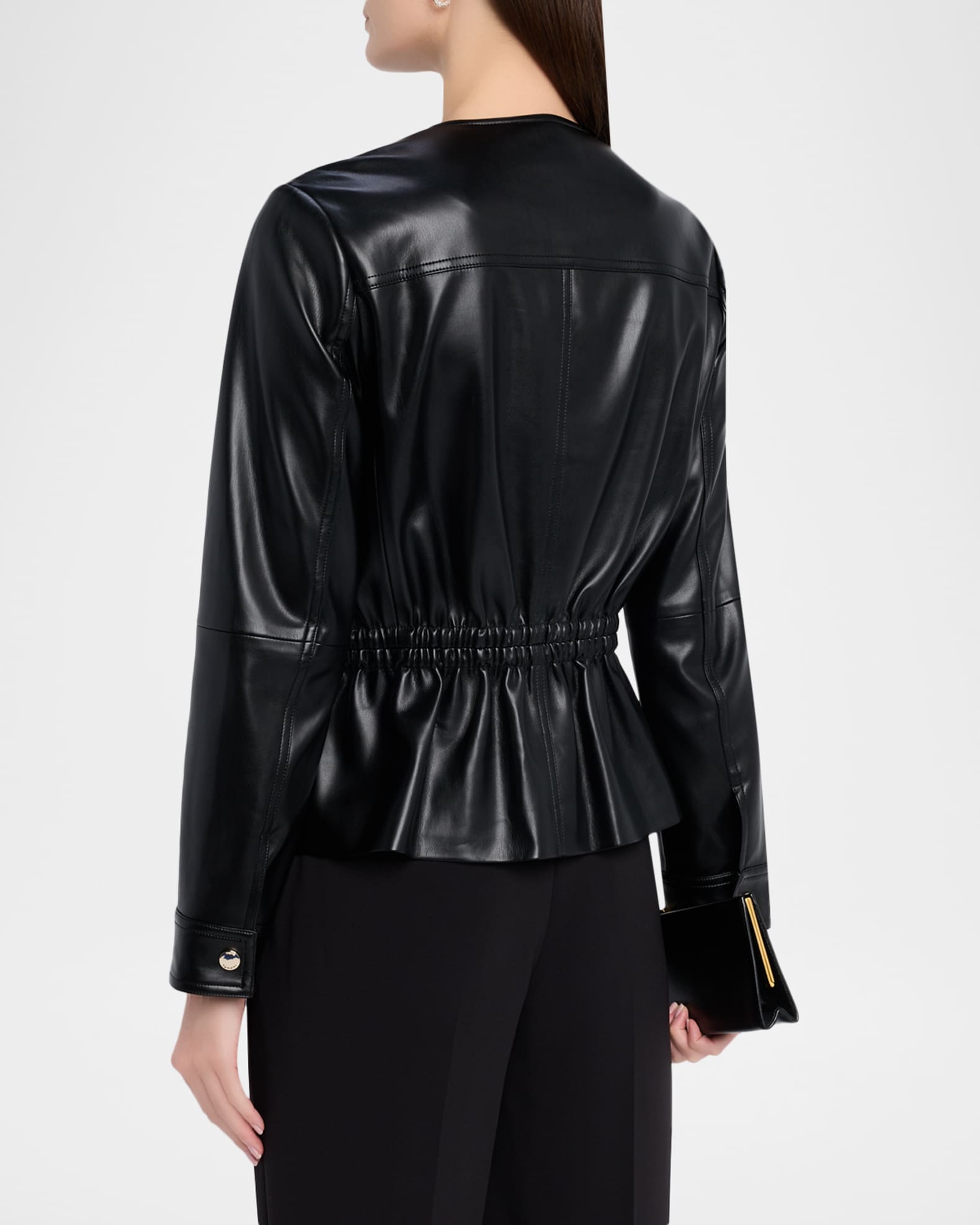 t tahari collared faux leather dress Trevira Faux Leather Shirt - Brown