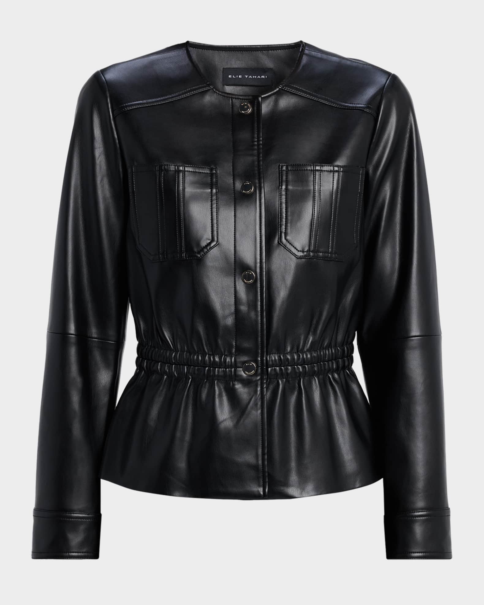 Elie Tahari Women's Aliza Faux-Leather Jacket - Noir - Size Small