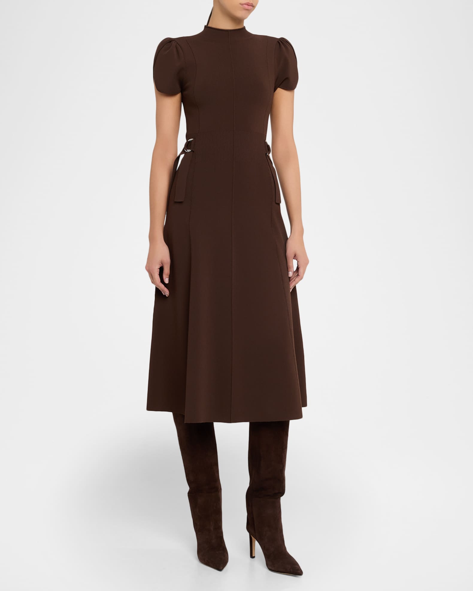 3.1 Phillip Lim Tulip-Sleeve Compact Rib Midi Dress | Neiman Marcus