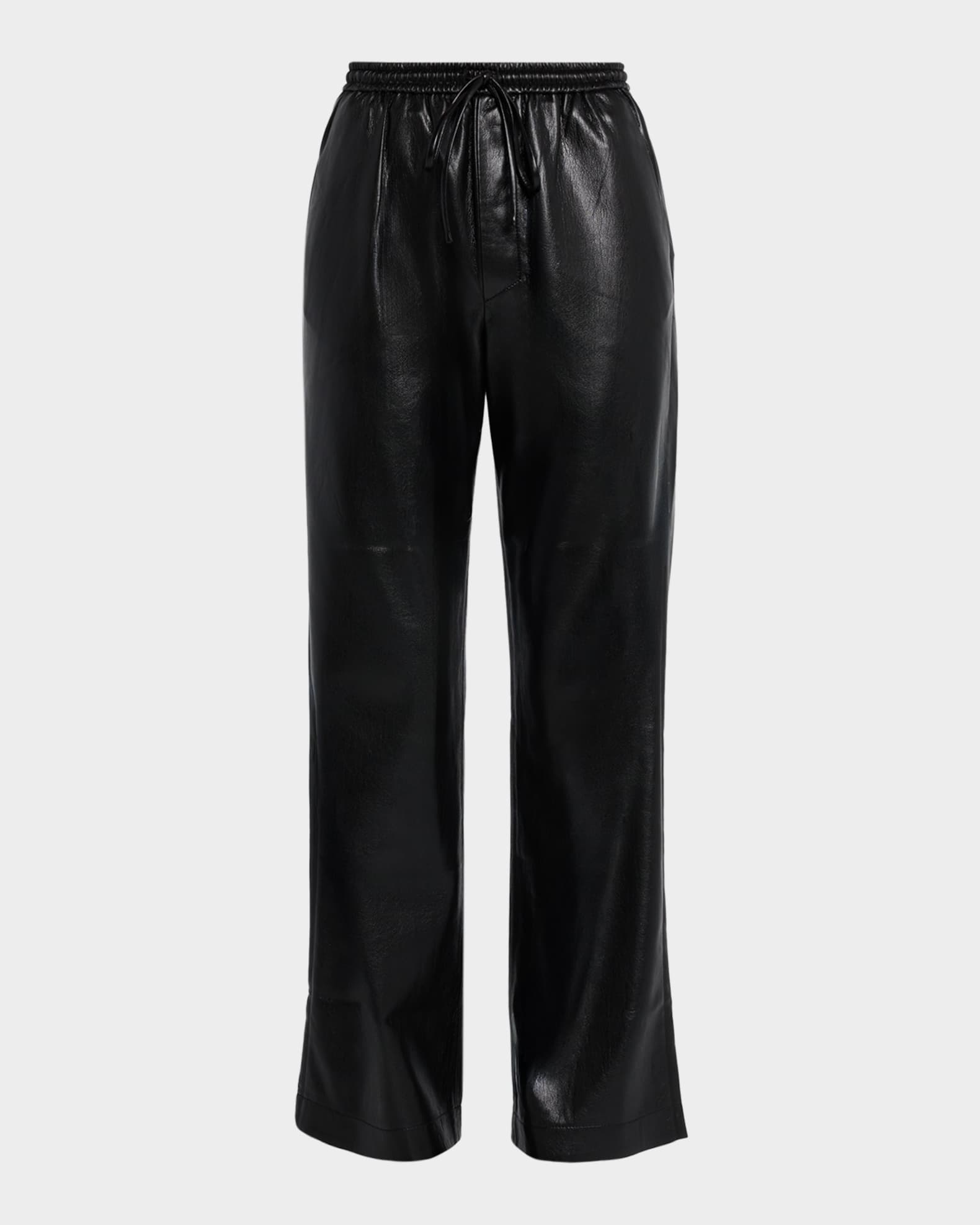 Nanushka Calie Alt-Leather Drawstring Pants | Neiman Marcus