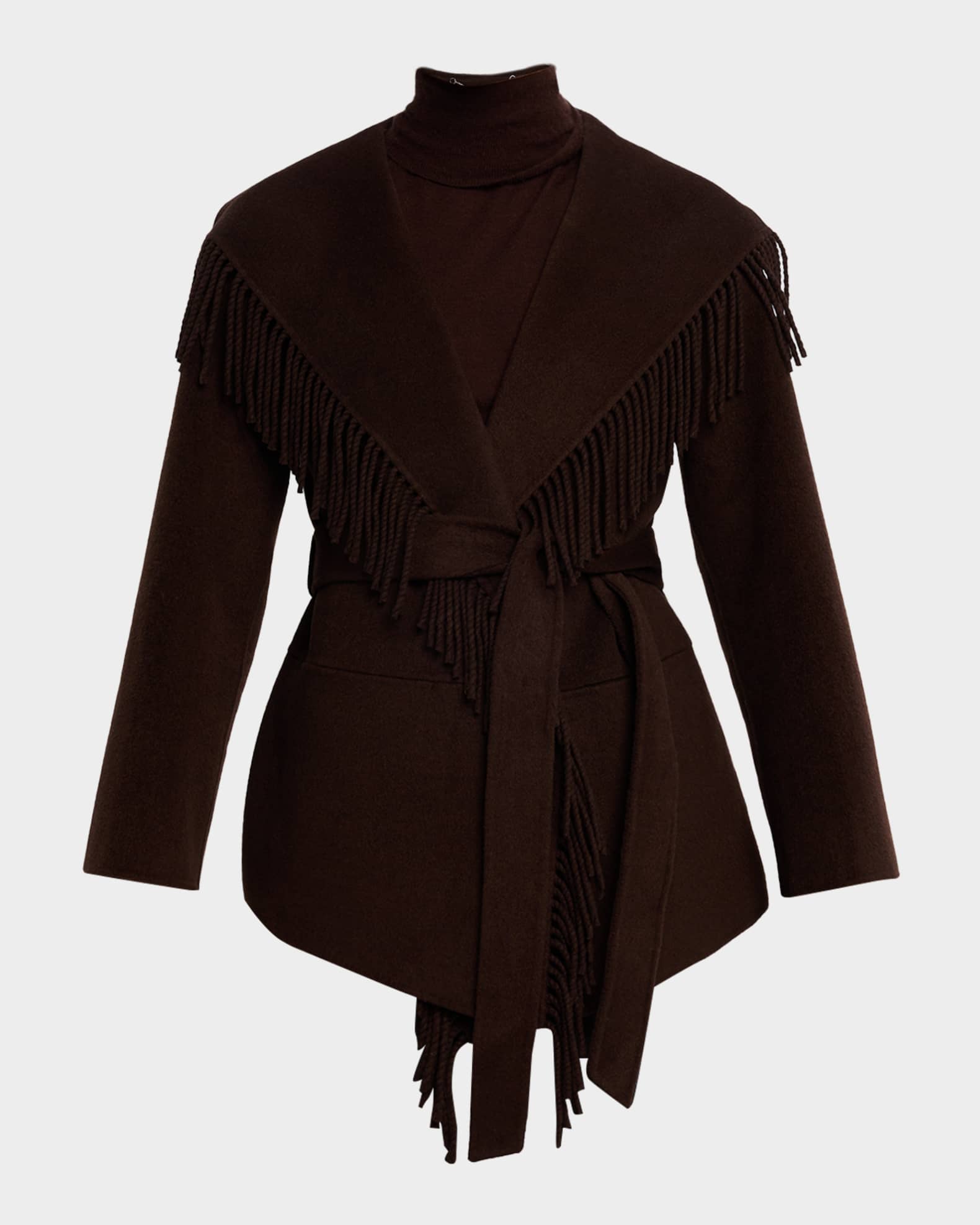 SIMKHAI Rowen Fringe Wool Jacket | Neiman Marcus