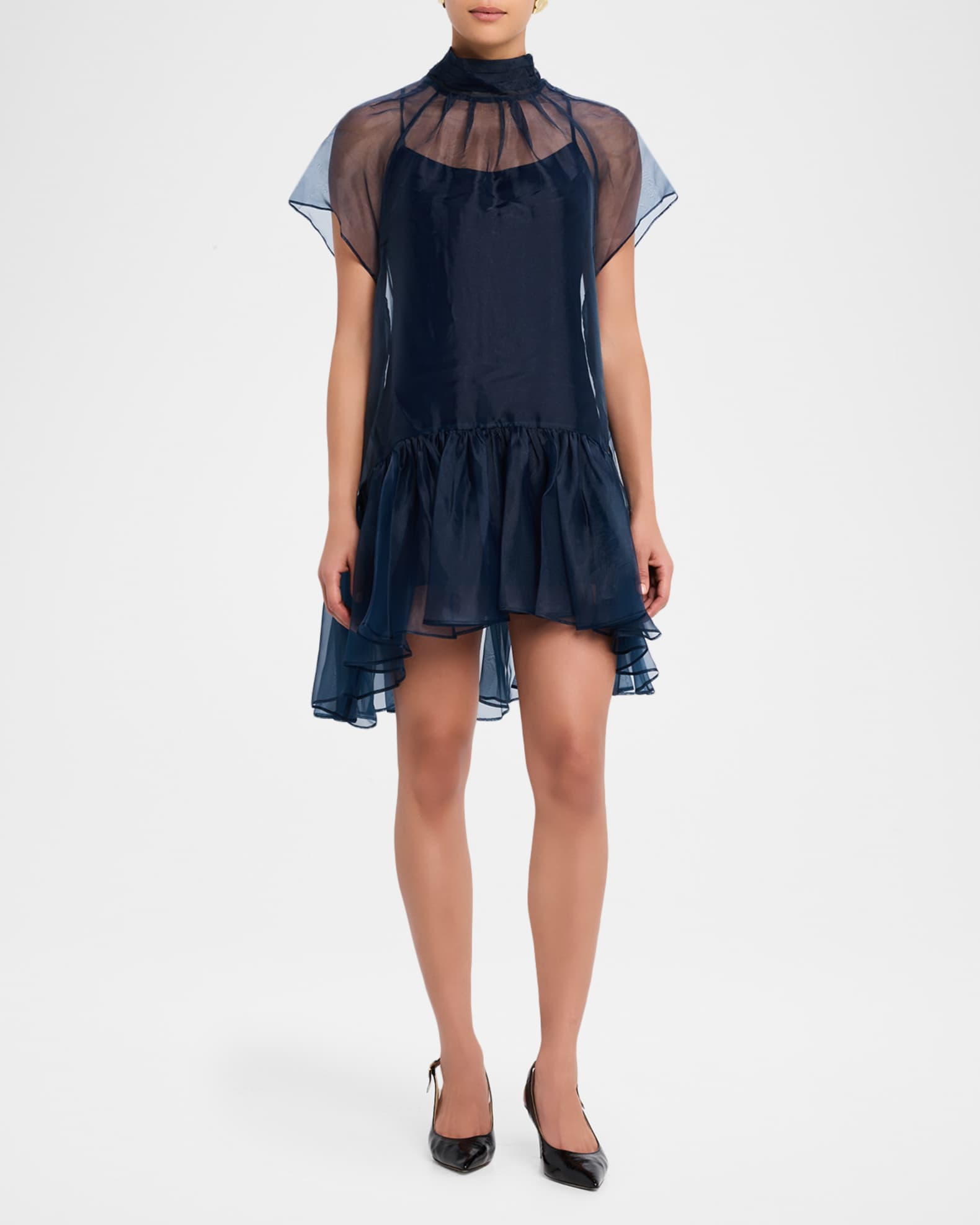 open lace back dress Elise Mini Dress Pink Peony Organza Pink / M