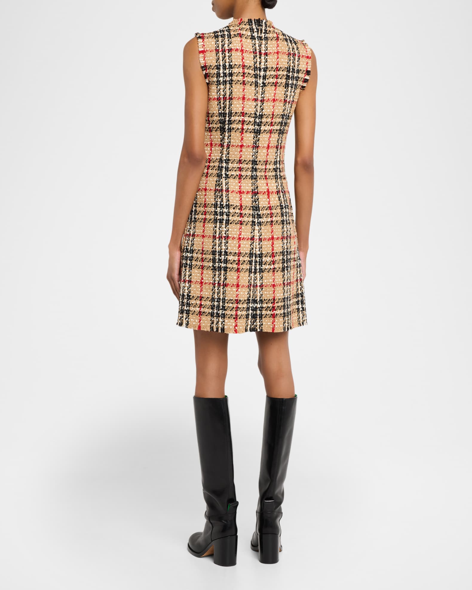 Burberry Abigail Check Wool-Blend Bouclé Mini Dress | Neiman Marcus