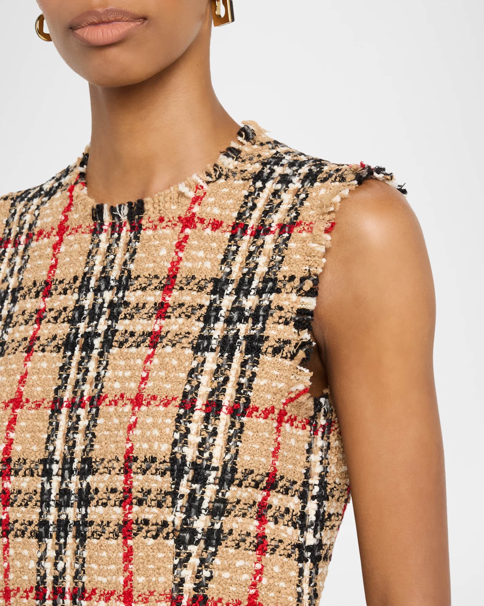 Burberry Abigail Check Wool-Blend Bouclé Mini Dress | Neiman Marcus