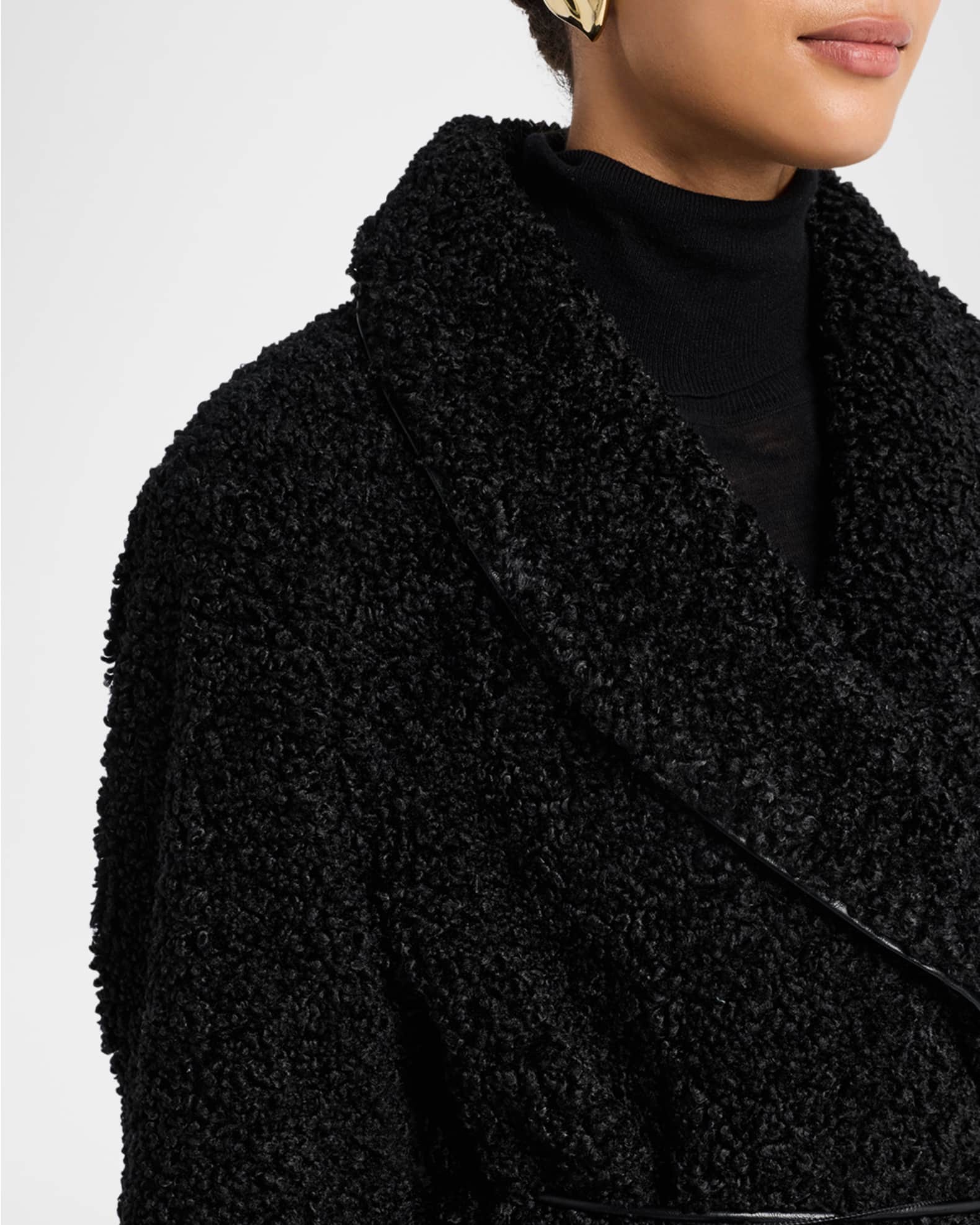 SIMKHAI Kimia Tie Waist Sherpa Jacket | Neiman Marcus