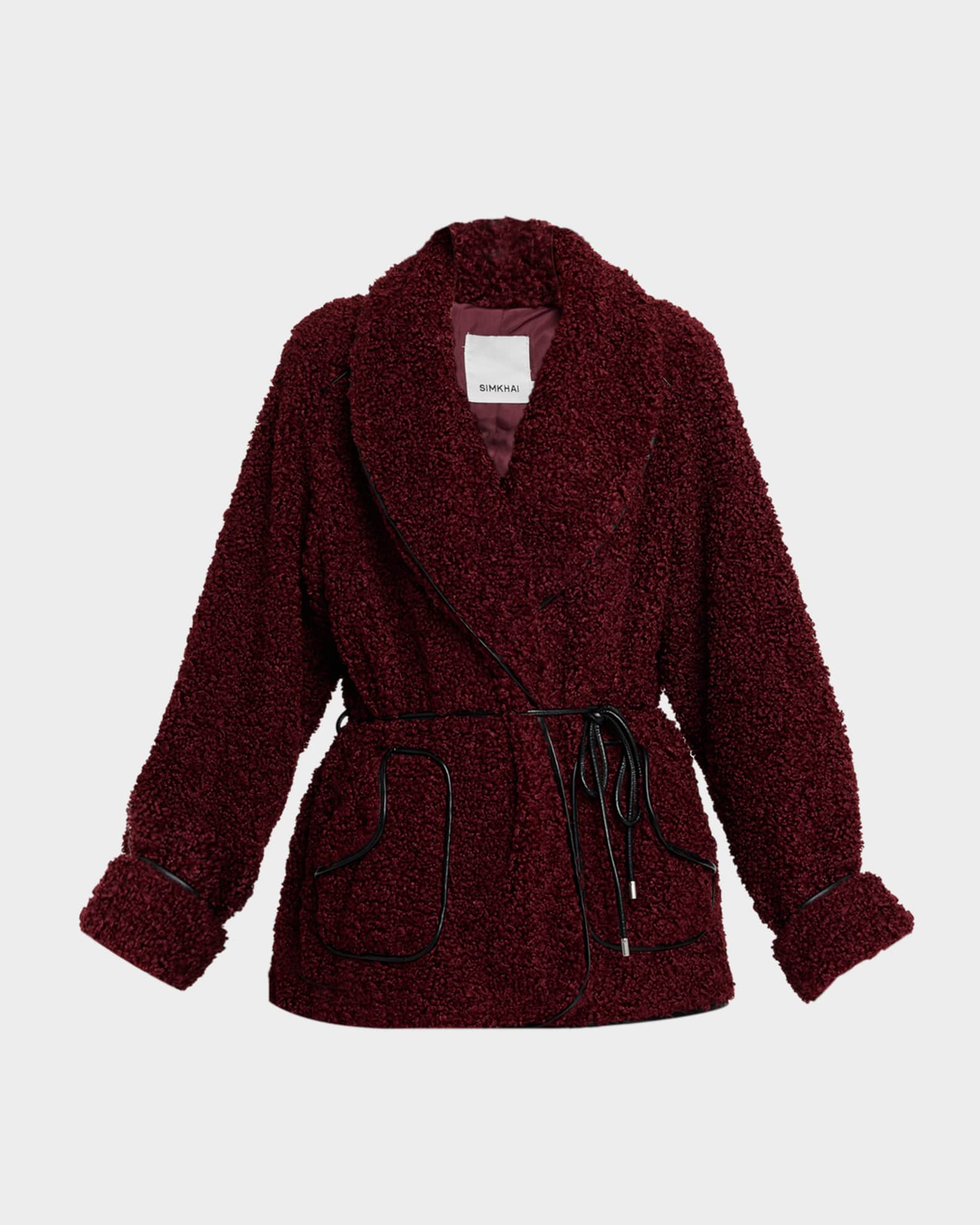 SIMKHAI Kimia Tie Waist Sherpa Jacket | Neiman Marcus