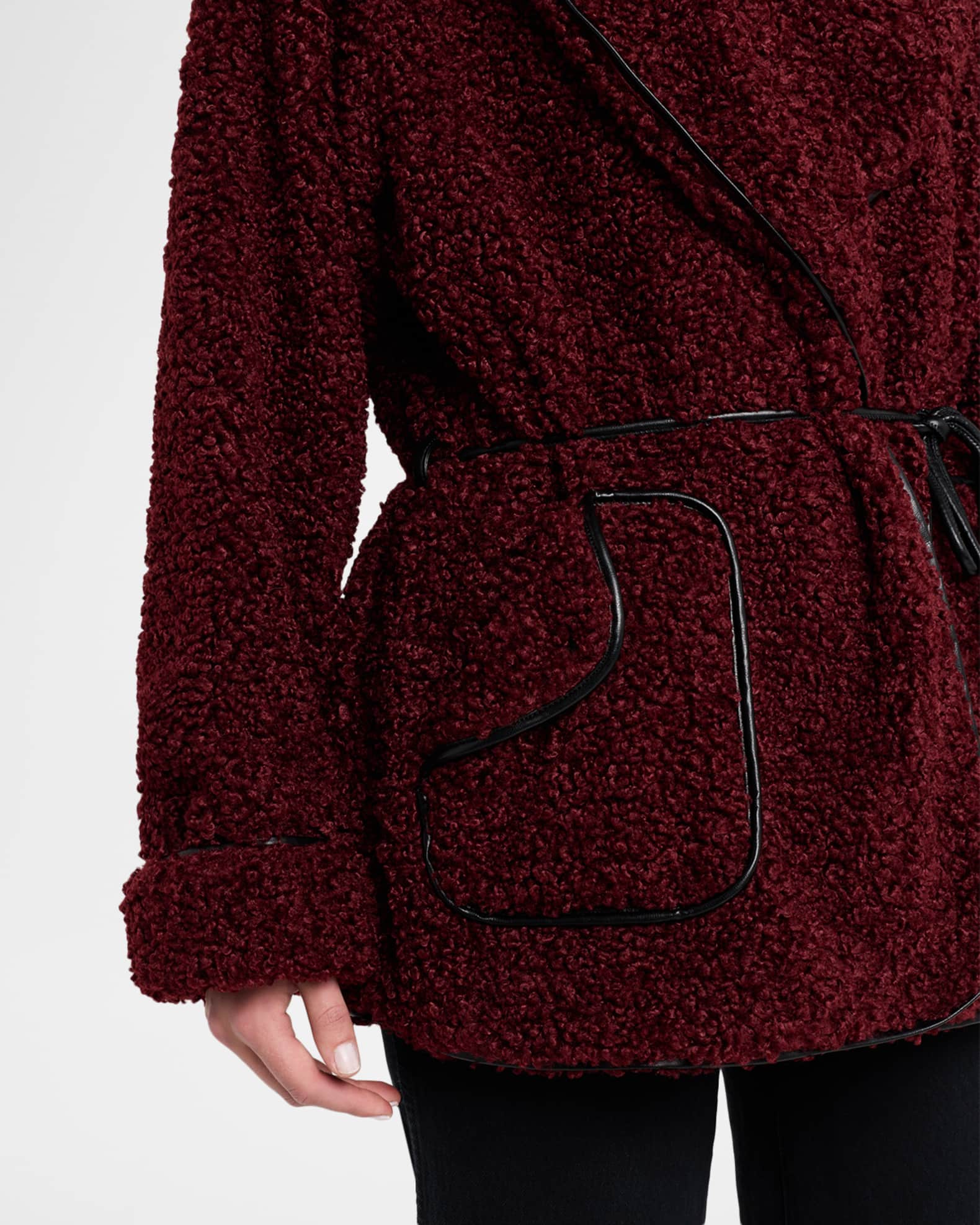 SIMKHAI Kimia Tie Waist Sherpa Jacket | Neiman Marcus