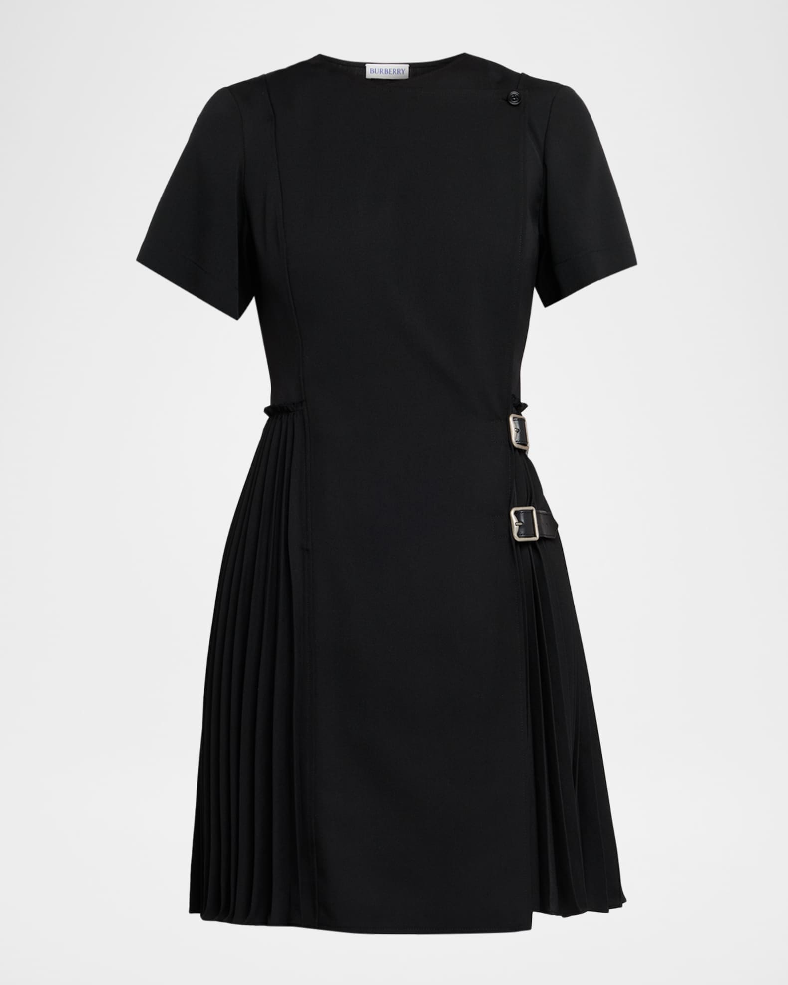 Burberry Ada Pleated Wrap Mini Dress | Neiman Marcus