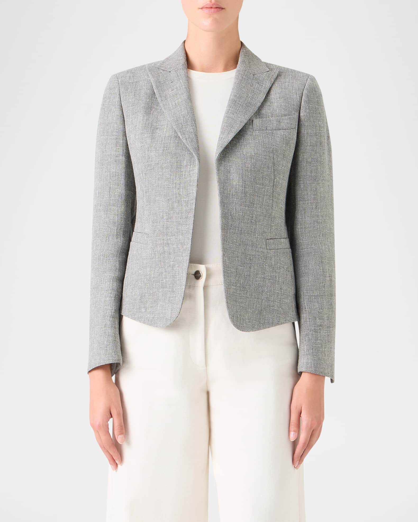 Akris Deneuve Linen & Virgin Wool Open-Front Jacket | Neiman Marcus
