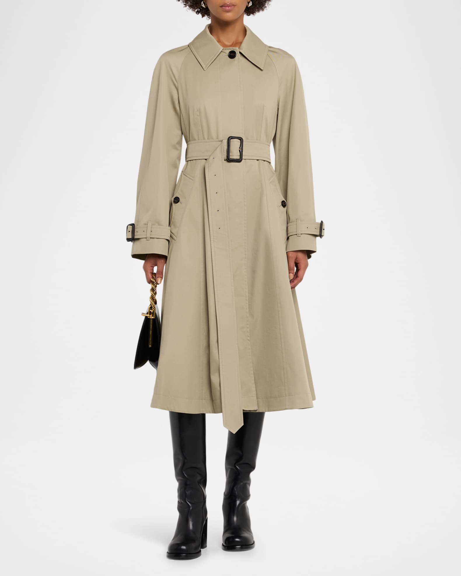 Burberry Ellingham Belted Flare Trench Coat | Neiman Marcus