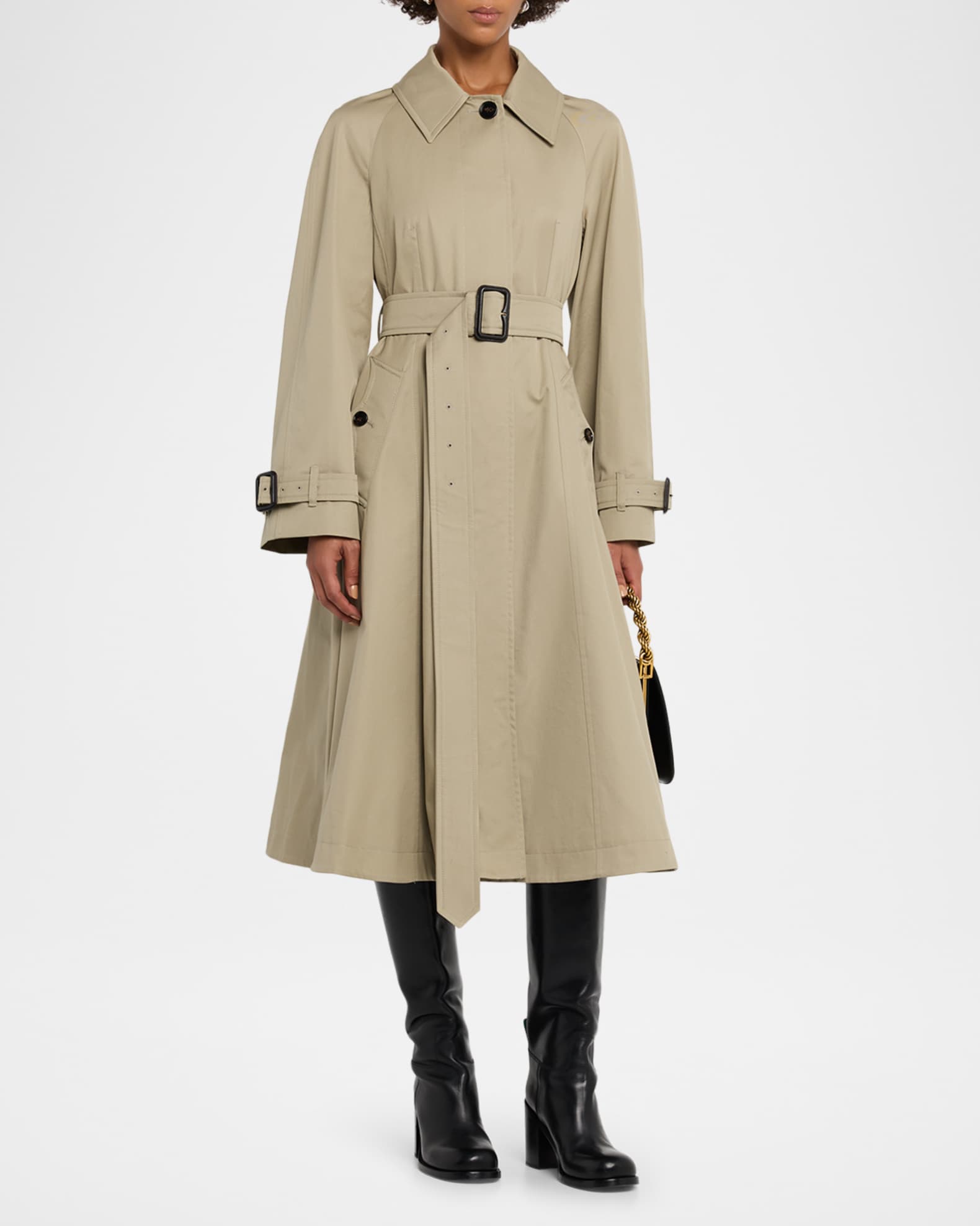 Burberry Ellingham Belted Flare Trench Coat | Neiman Marcus