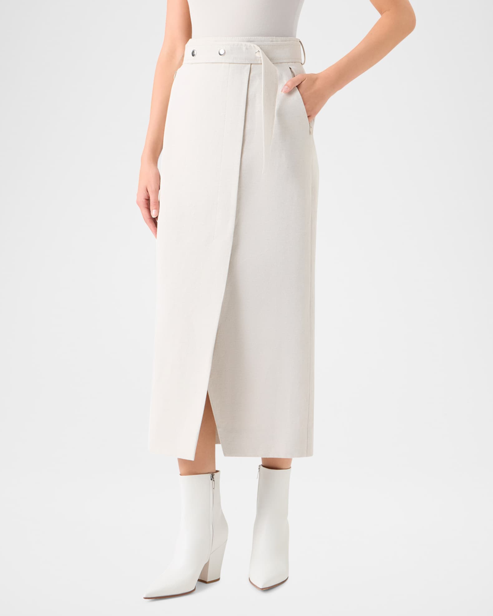 Akris Cotton-Linen Wrap Skirt | Neiman Marcus