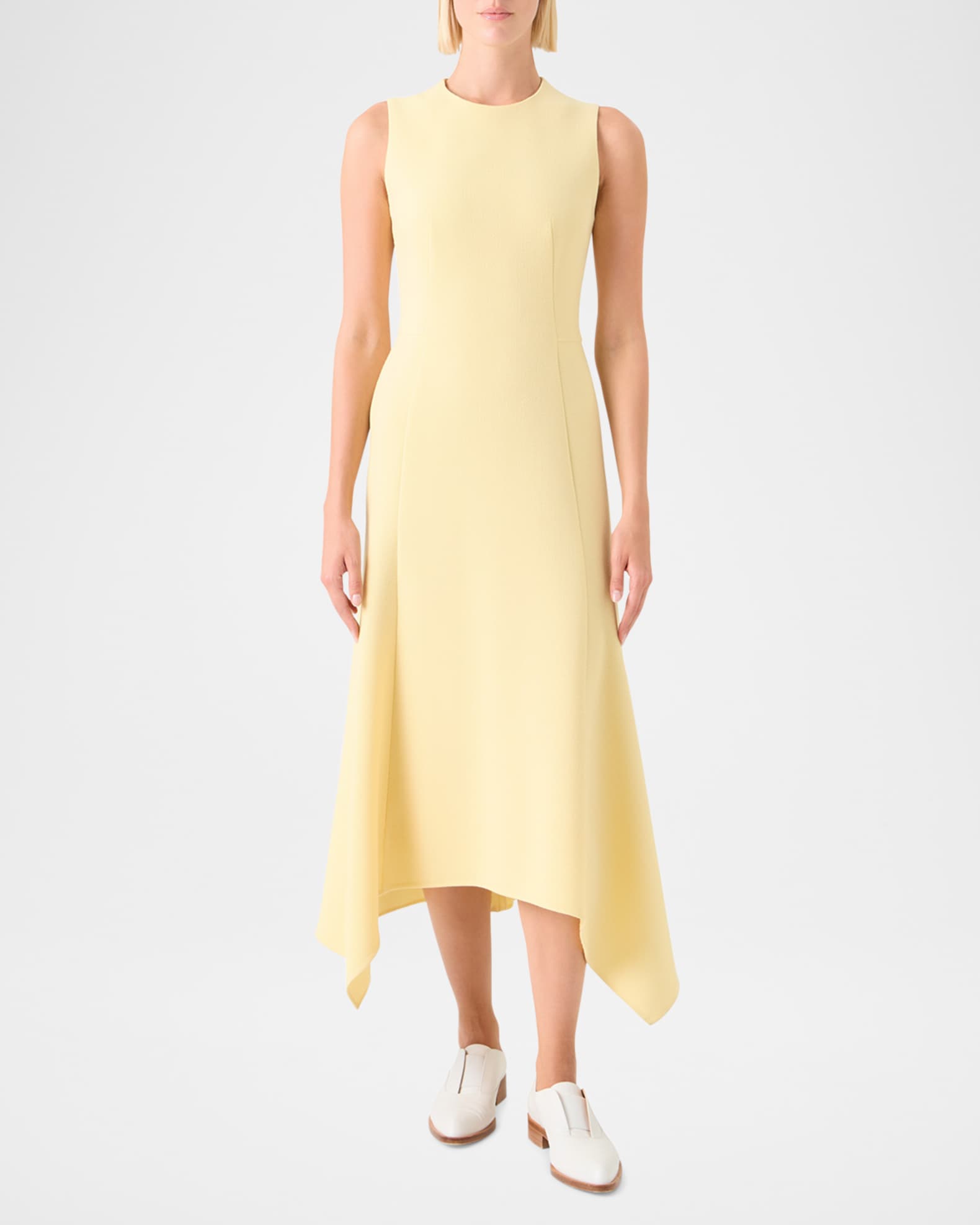Asymmetrical Wool Crpe Double-Face Midi Dress Sun / 4