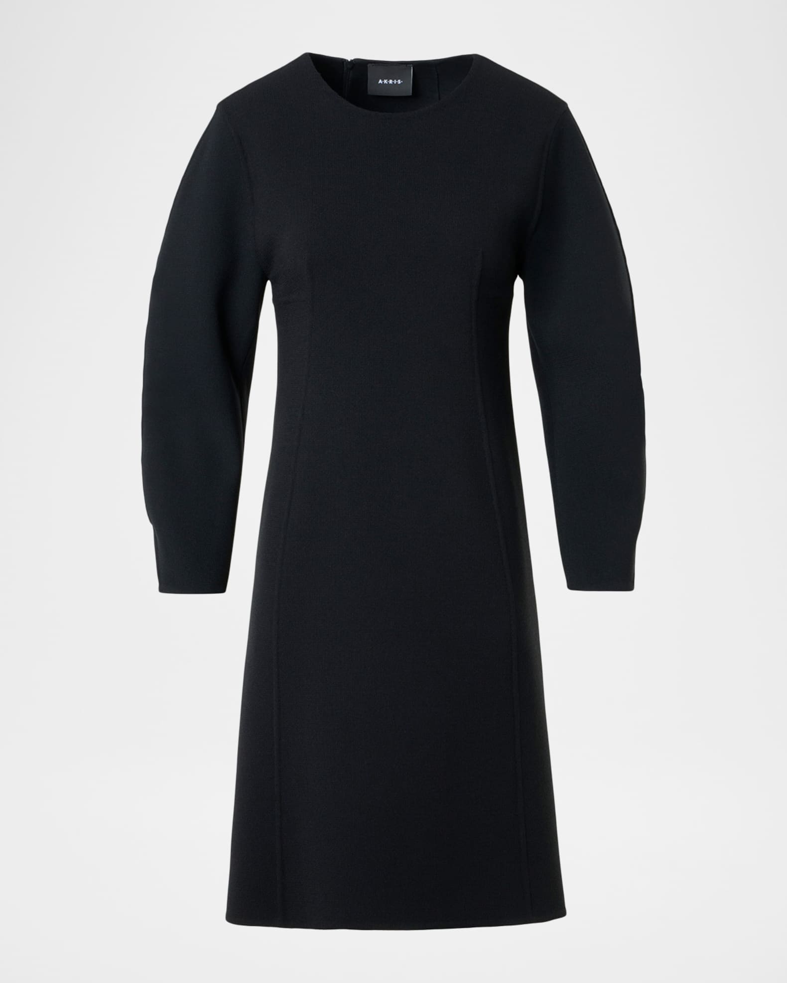 Short Wool Crpe Double-Face Sheath Dress Black / 6