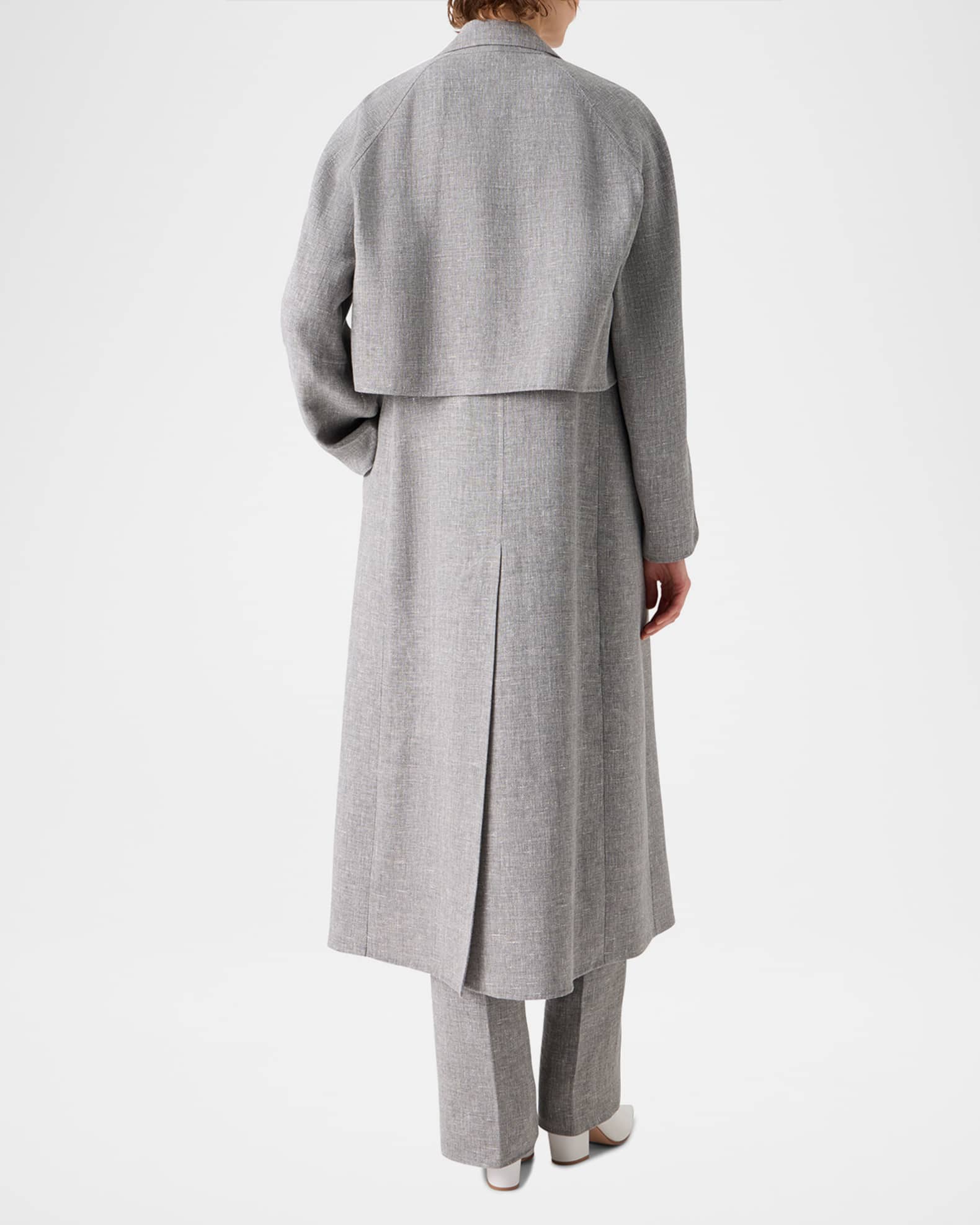 Akris Zendaya Duo Wool-Linen Open Coat With Detachable Bolero