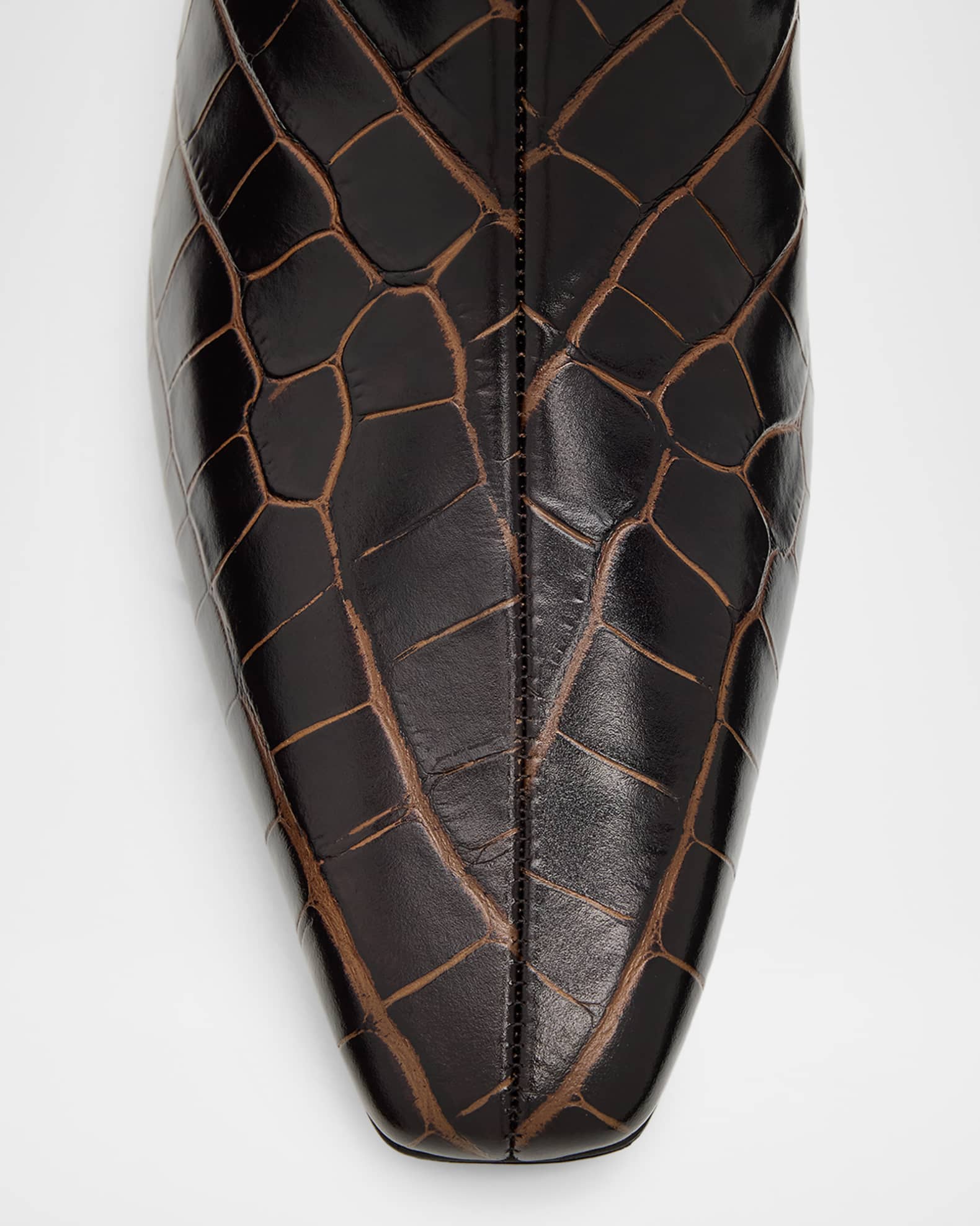 Toteme The Mid Heel Croc-Embossed Leather Ankle Booties | Neiman