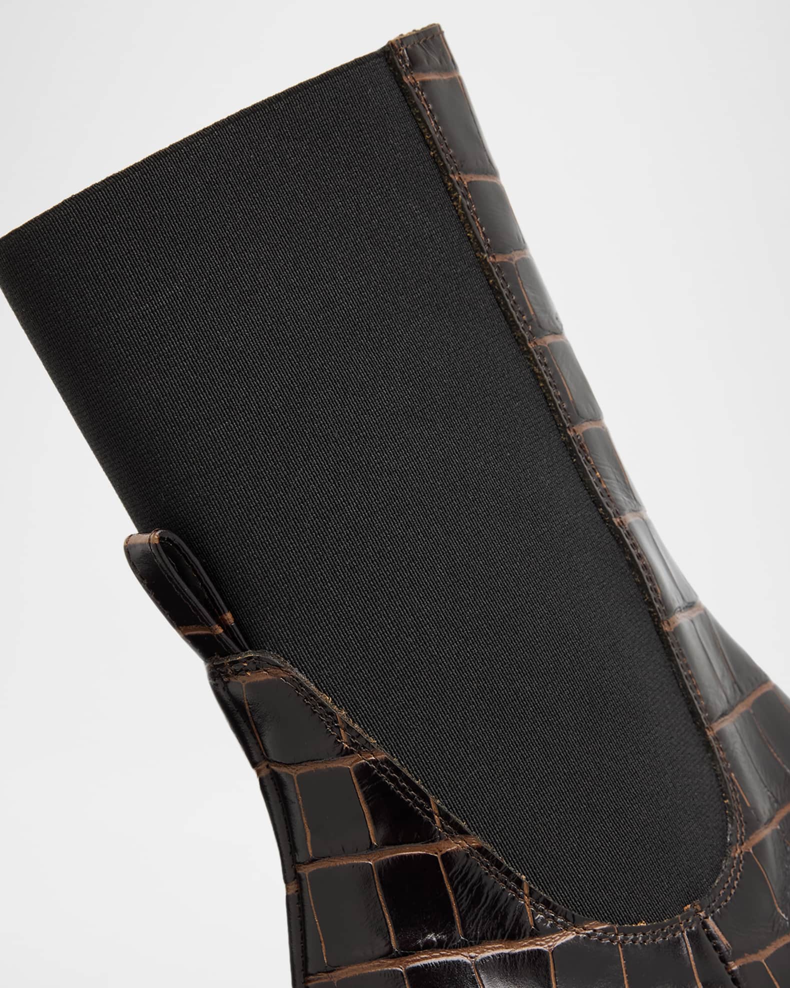 Toteme The Mid Heel Croc-Embossed Leather Ankle Booties | Neiman