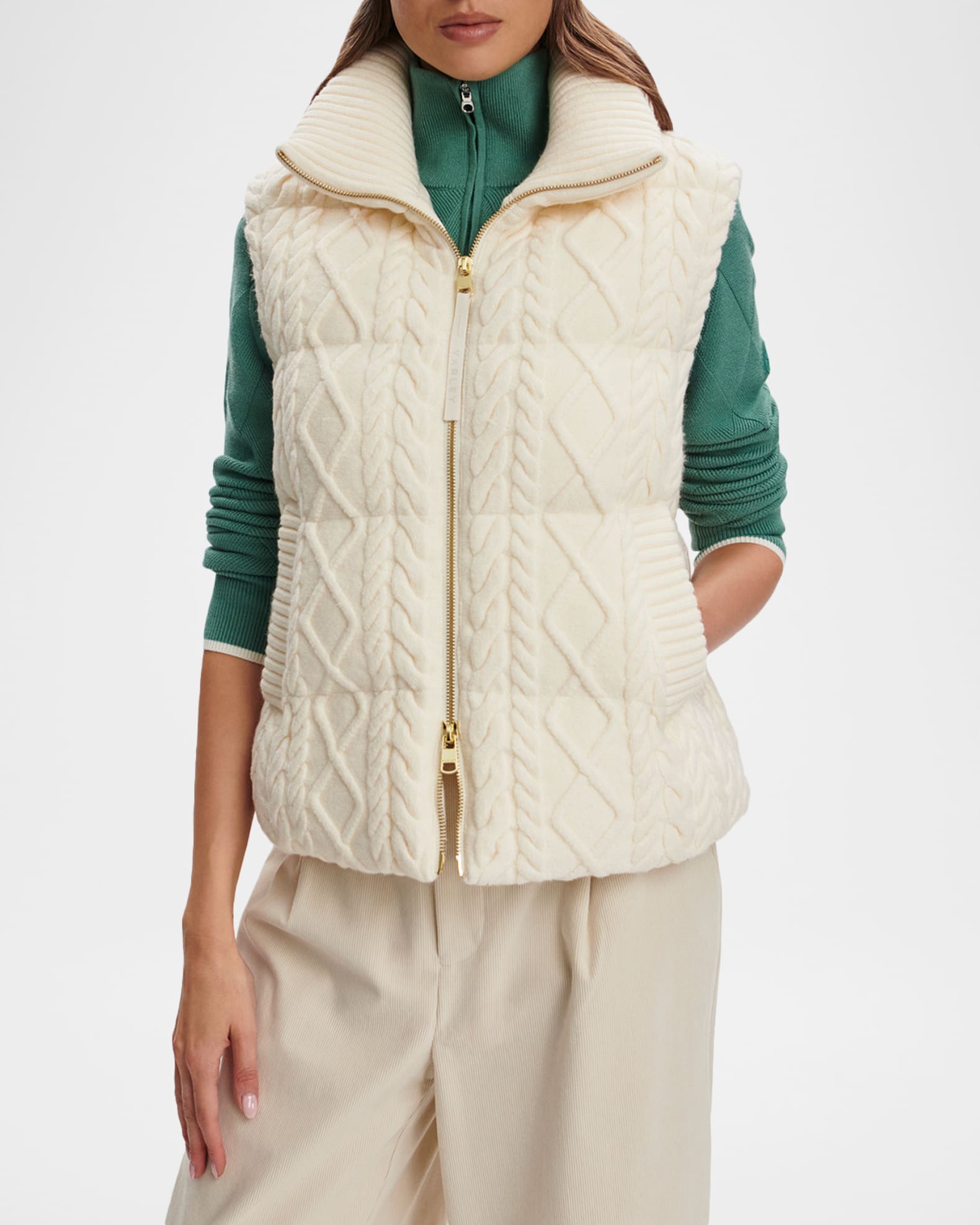 Cable Knit Puffer Vest main image 1