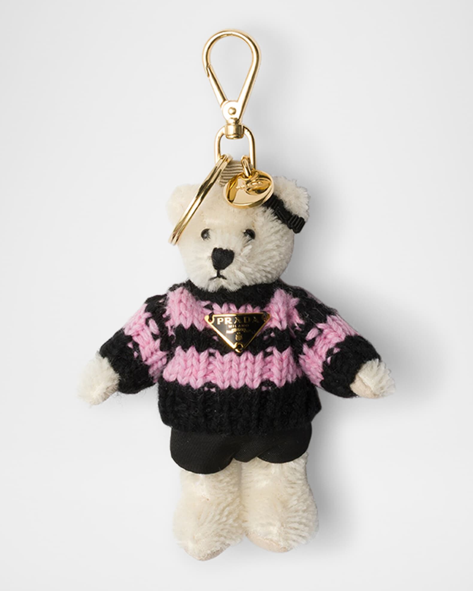 Prada Teddy Bear Bag Charm with Metal Ring | Neiman Marcus