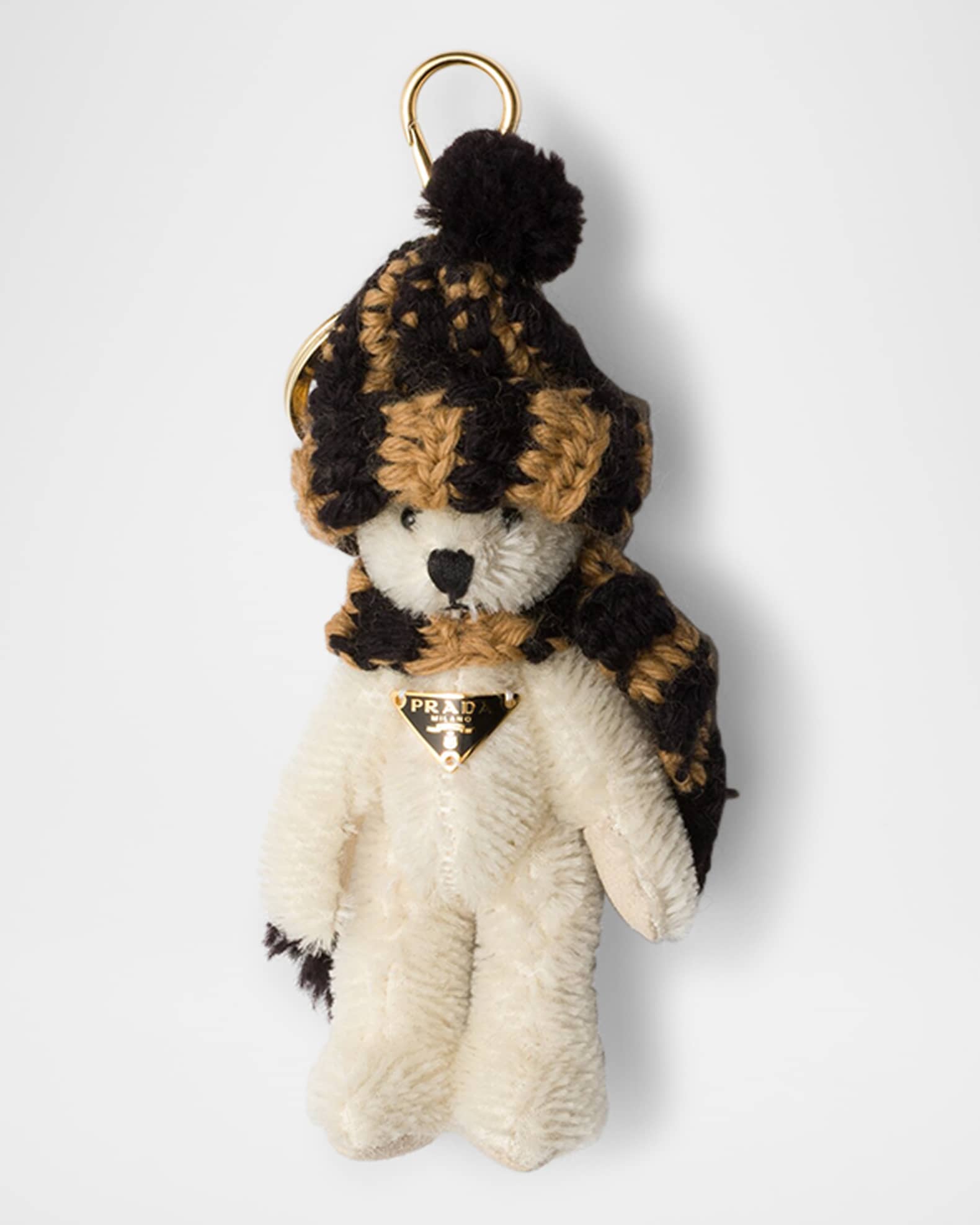 Prada Teddy Bear Bag Charm with Metal Ring | Neiman Marcus