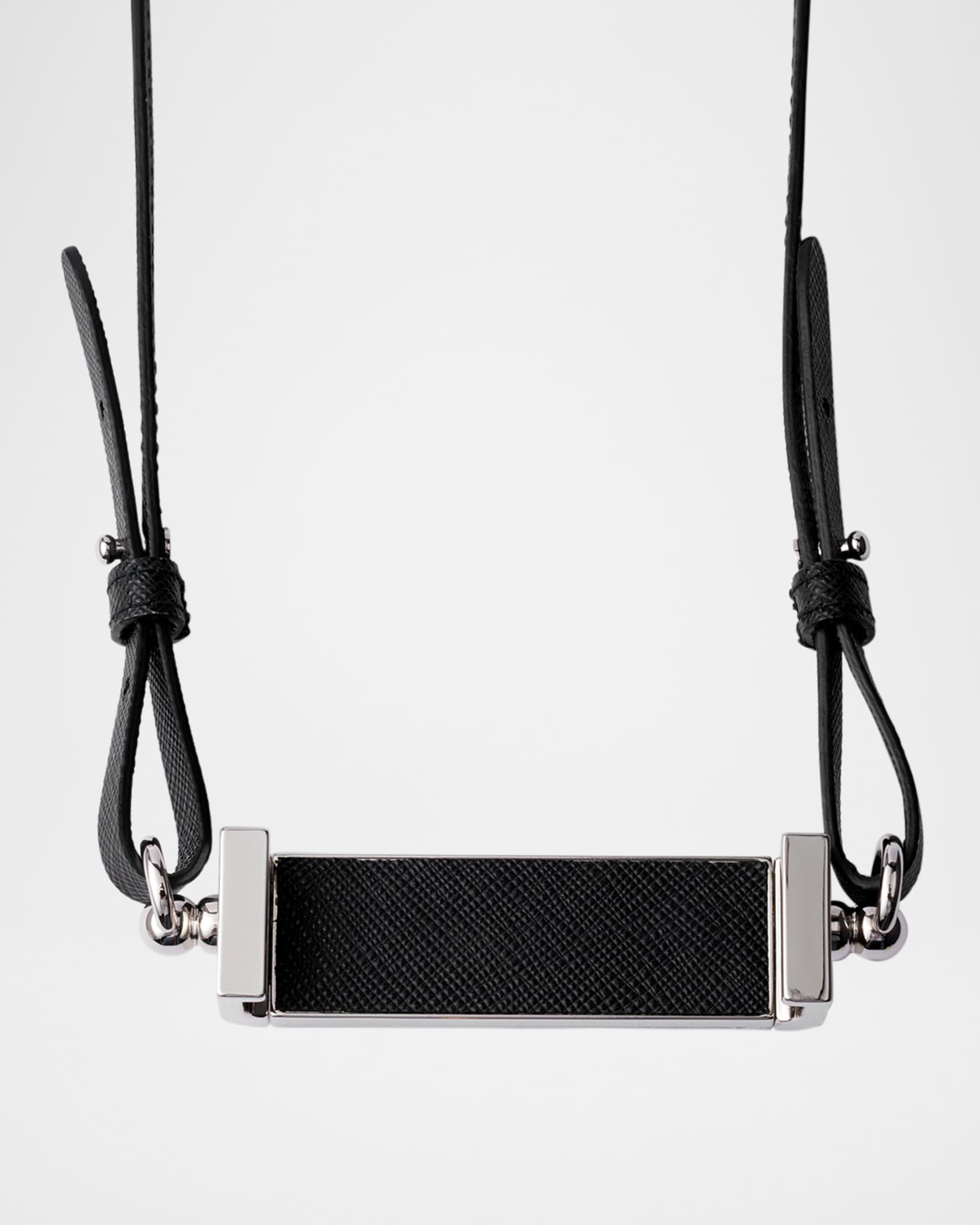 Prada Metal & Saffiano Leather Smartphone Holder | Neiman Marcus